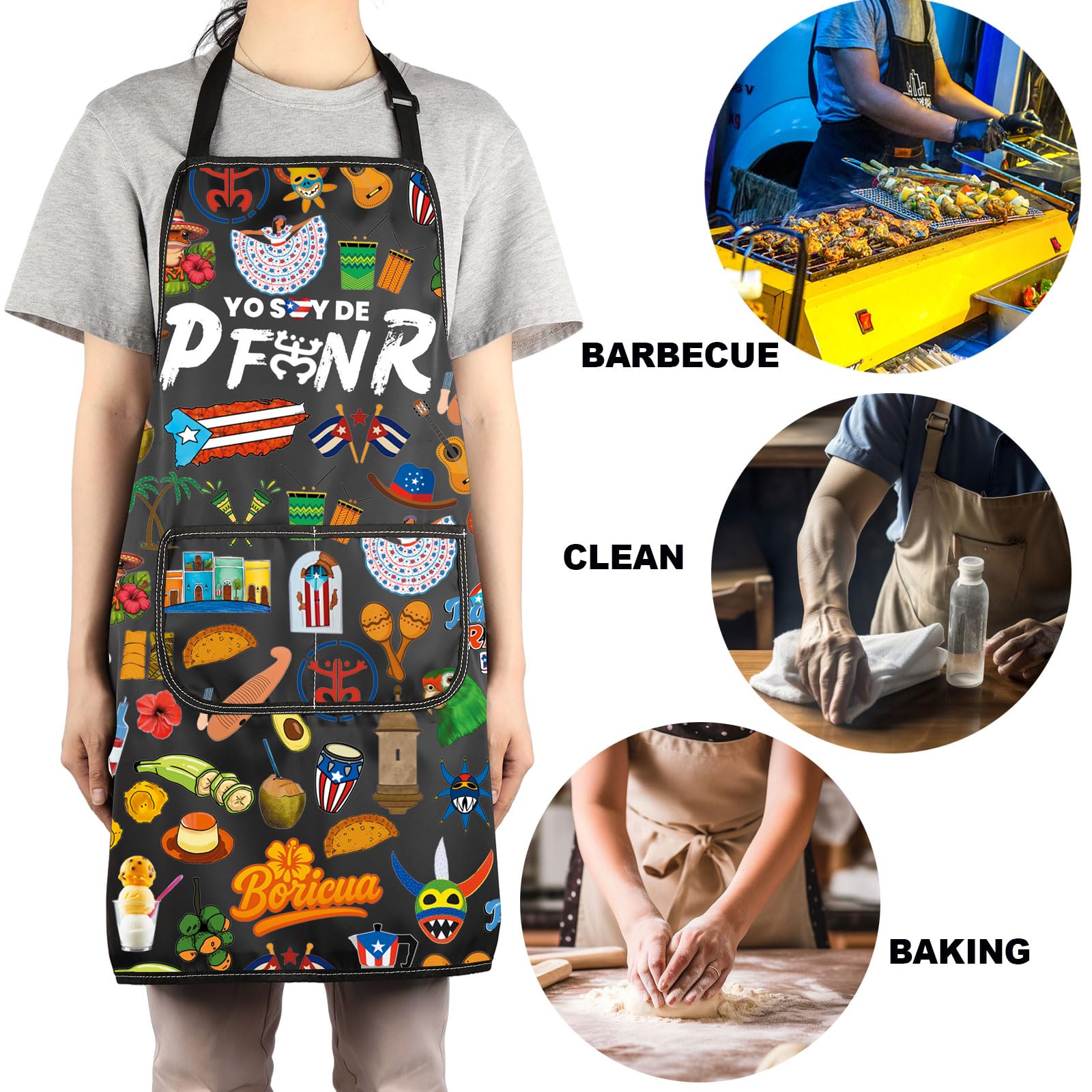 G2TUP waterproof and oil-resistant fabric apron in action during cooking