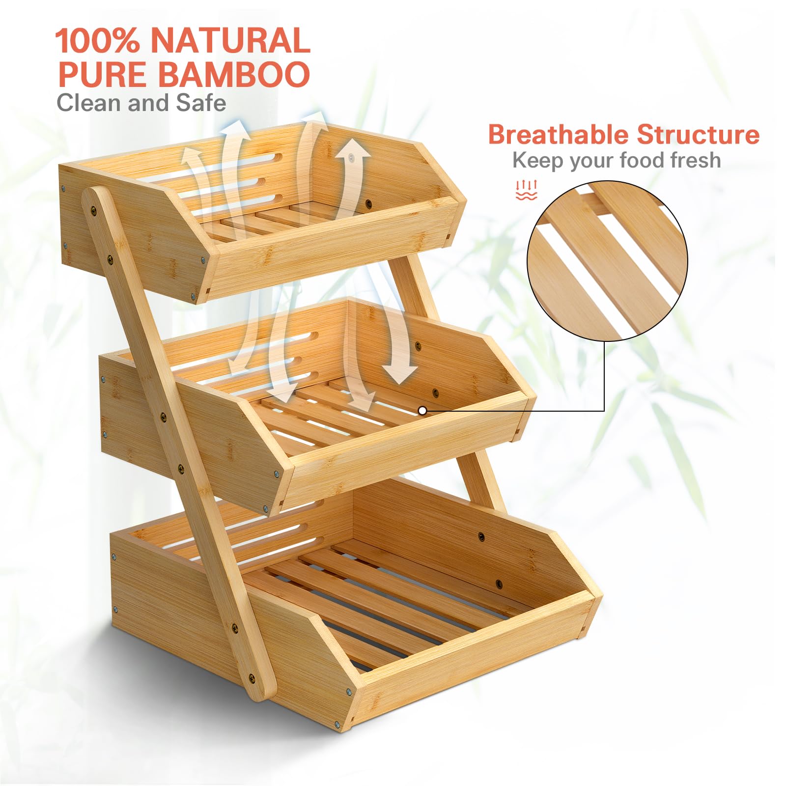 G.a HOMEFAVOR 3-tier stand from the side angle demonstrates sturdy construction.