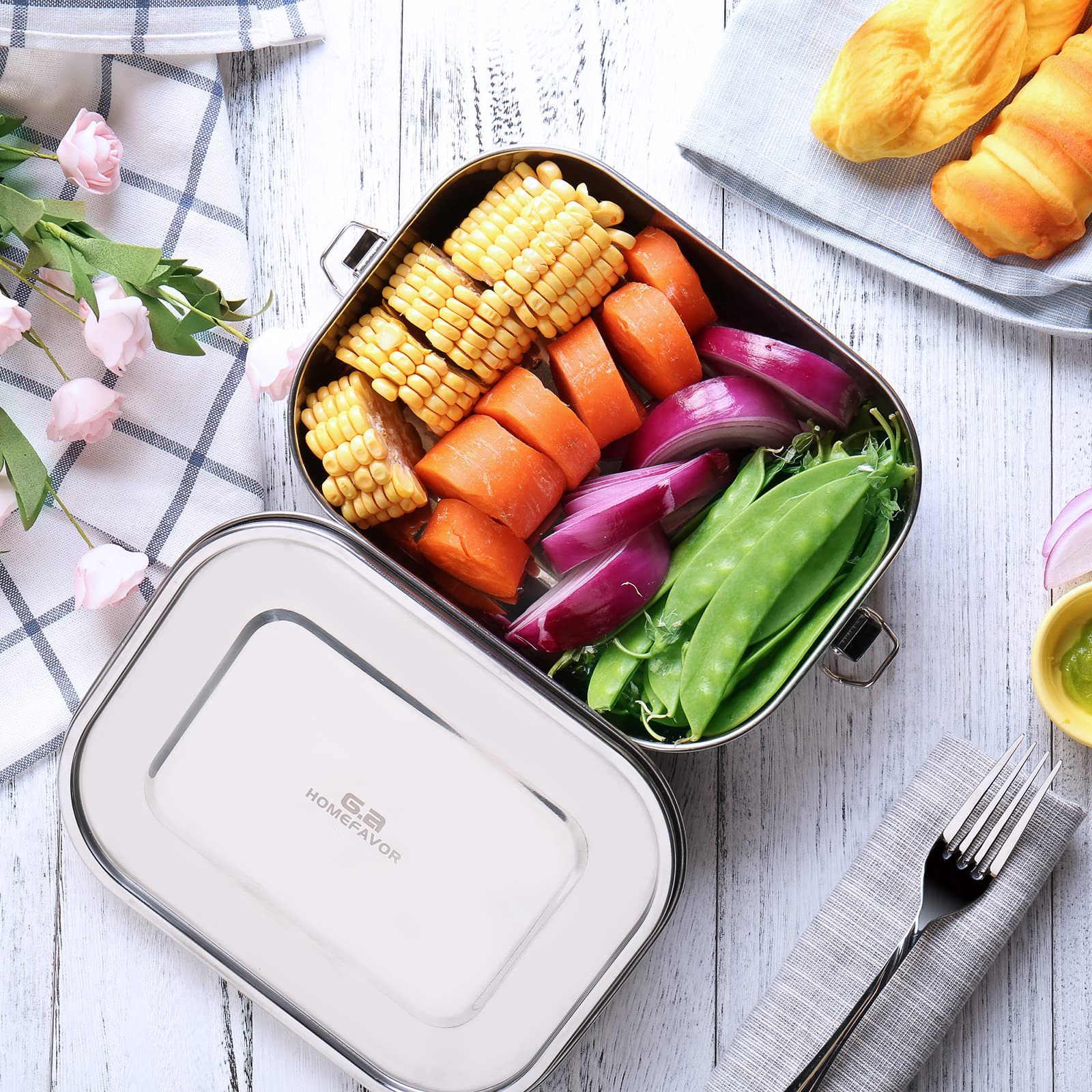 G.a HOMEFAVOR bento box lock clips show concealed leak-proof design.