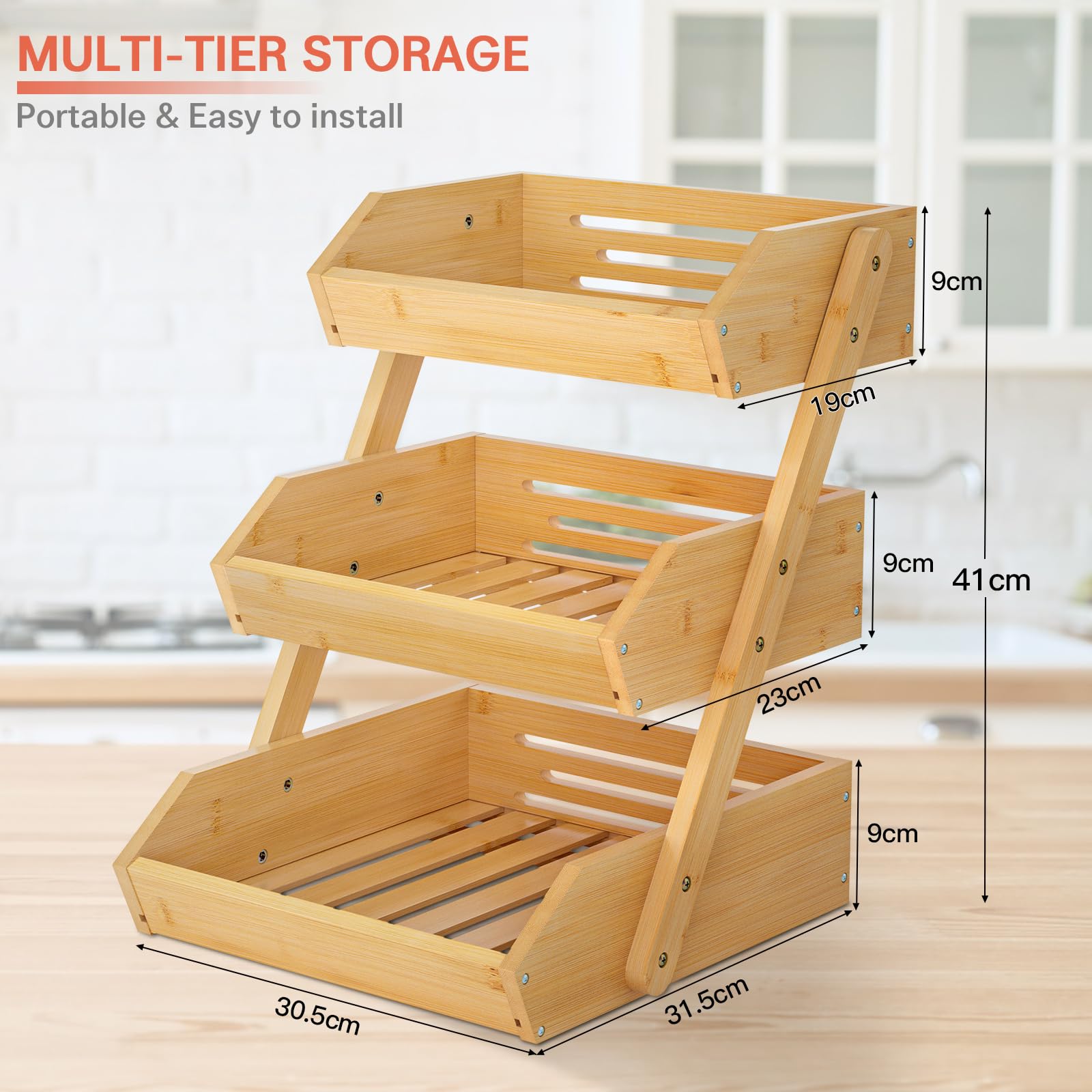 G.a HOMEFAVOR durable bamboo build supports heavy produce across levels.