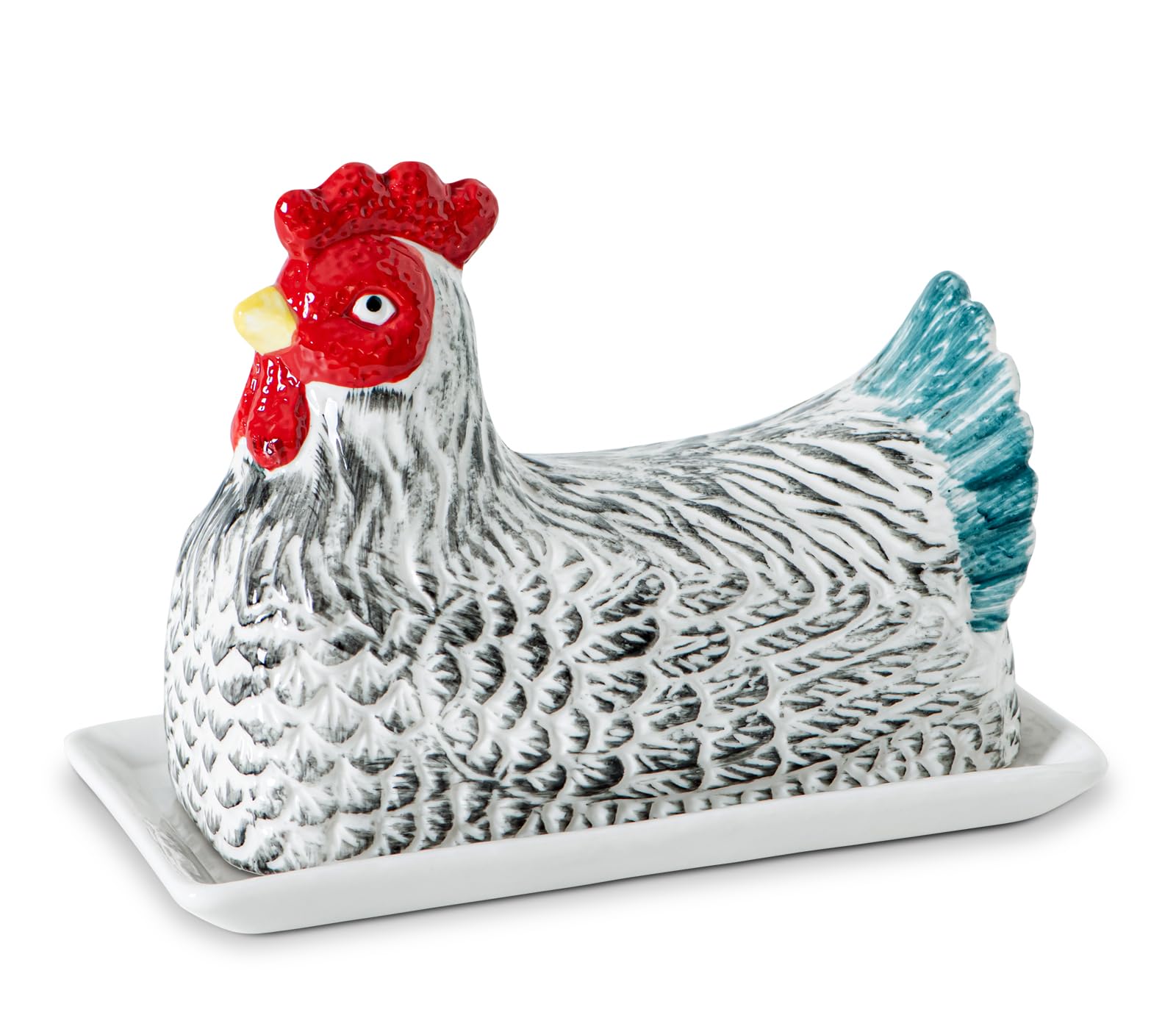 GABROC chicken butter dish with lid keeps butter fresh on the counter.