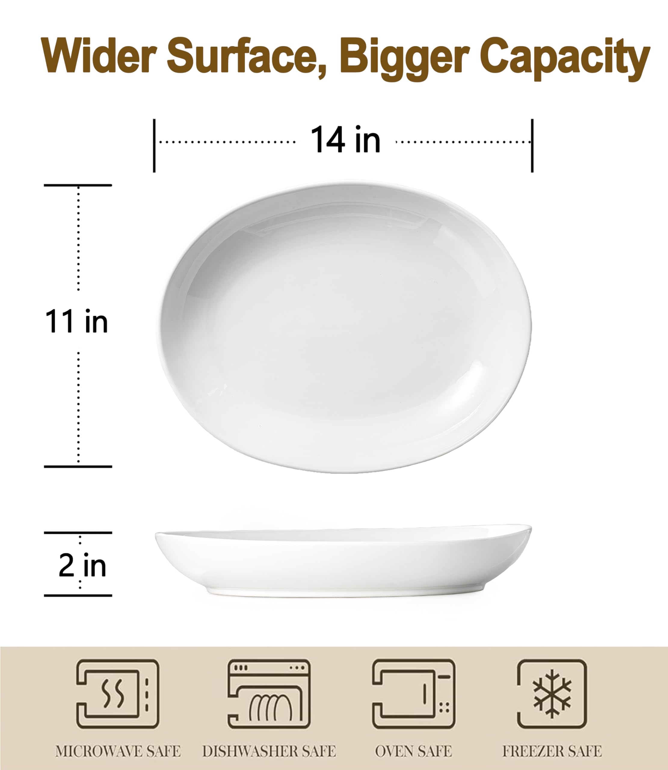 Gacoree deep-rim oval platter keeps sauces contained during entertaining.