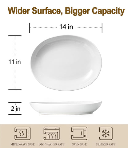 Gacoree deep-rim oval platter keeps sauces contained during entertaining.