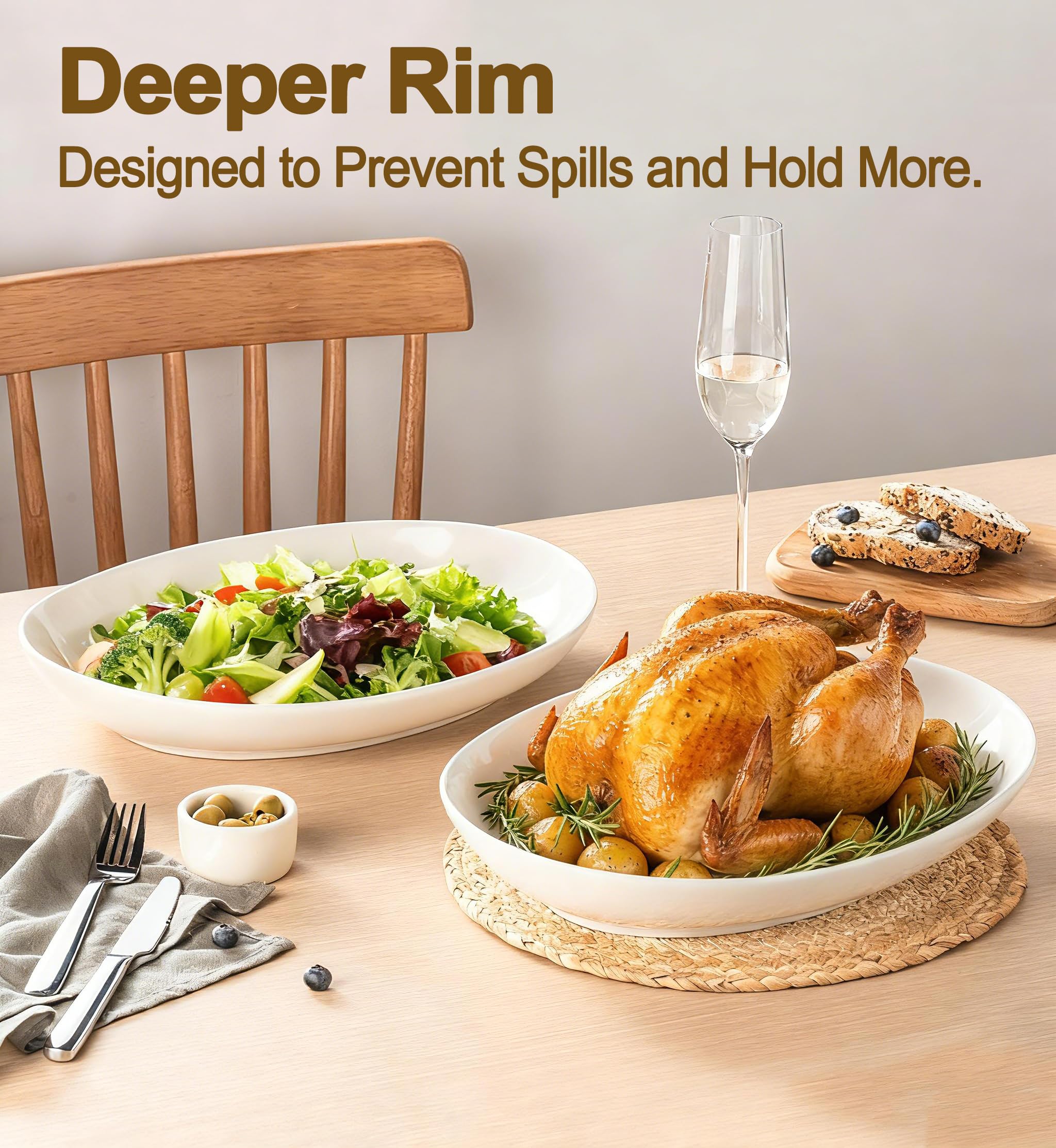 Gacoree large oval serving tray fits turkey slices and sides.