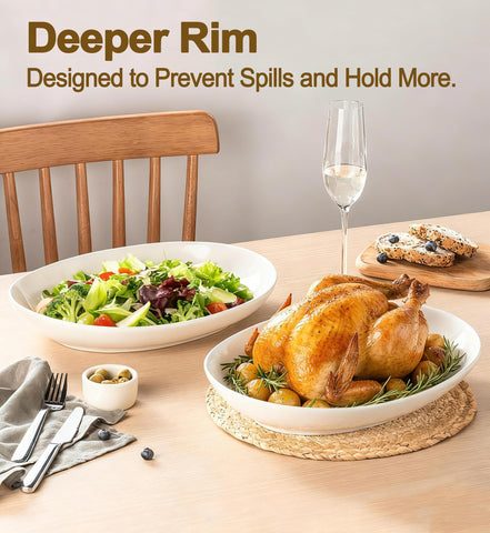 Gacoree large oval serving tray fits turkey slices and sides.