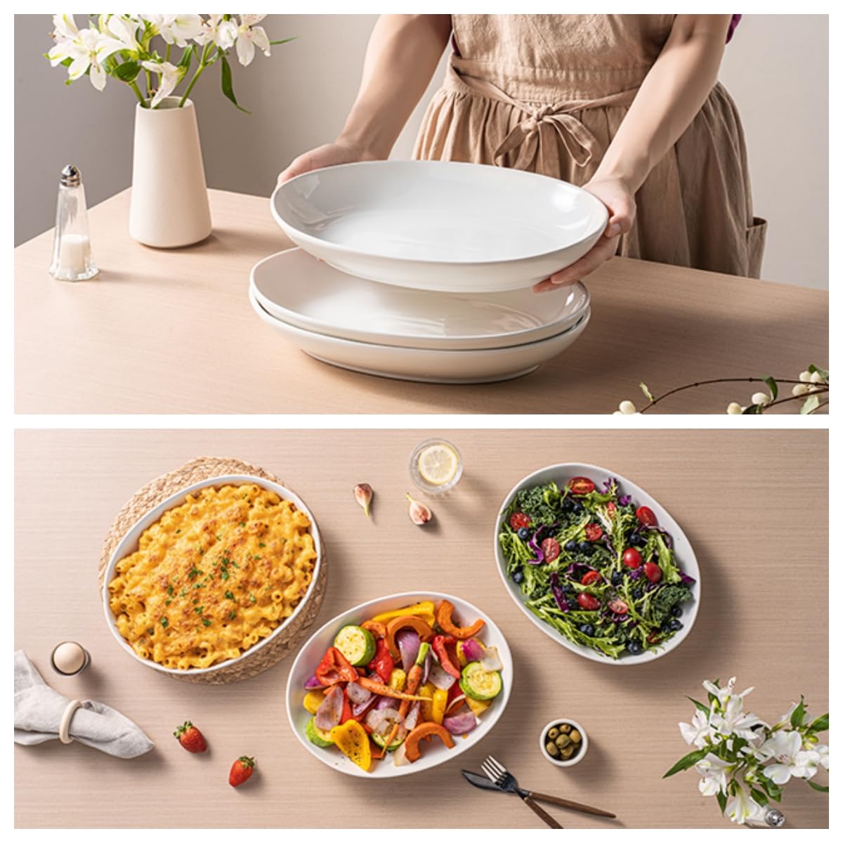 Gacoree minimalist white finish complements any table setting for holidays or everyday meals.