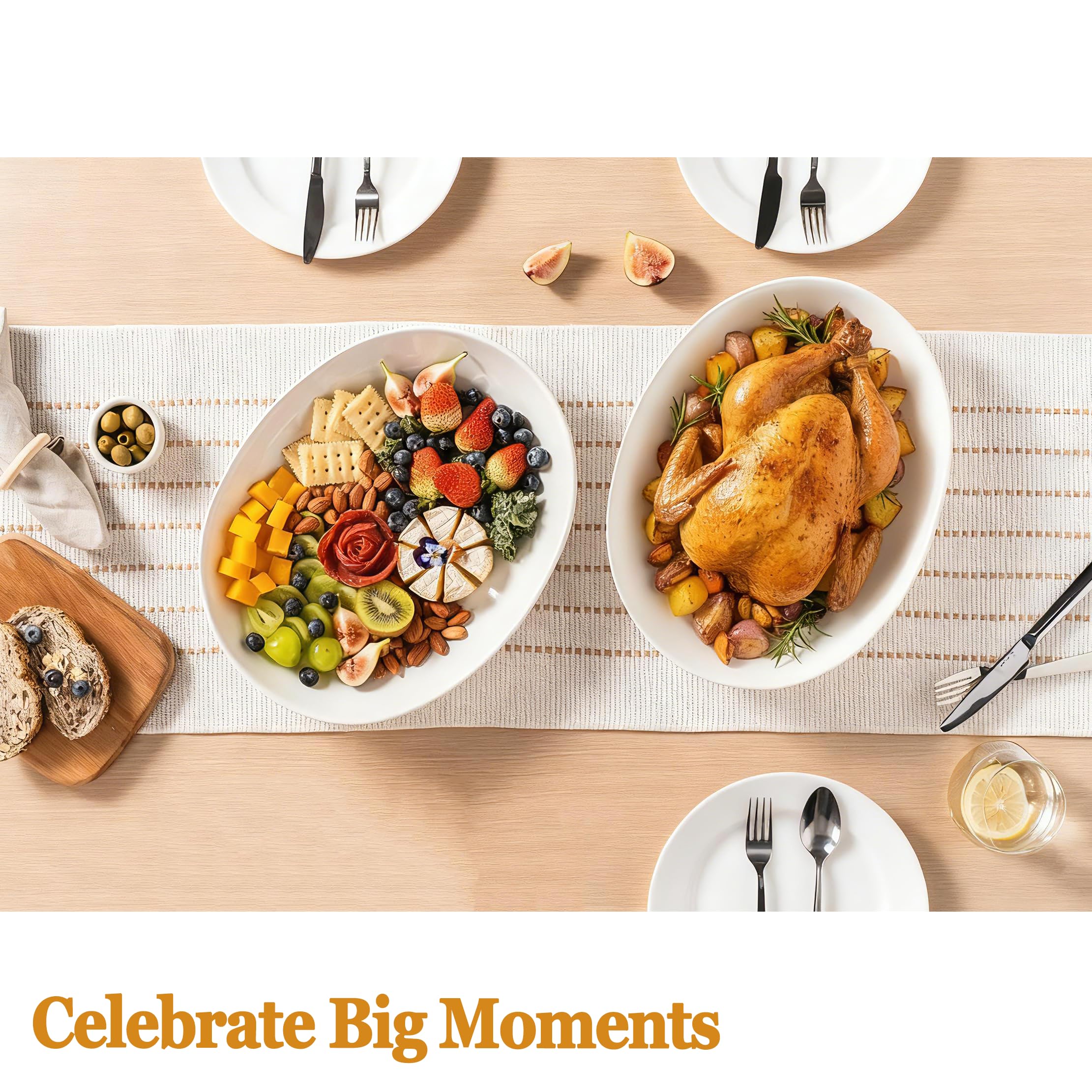 Gacoree two-pack oval platters save cabinet space for parties.
