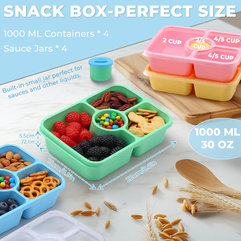 GadgBlizza bento box divider tray showing 3+1 layout for snacks.