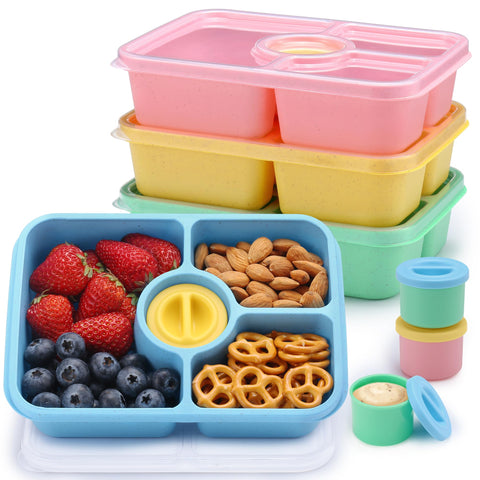 GadgBlizza bento box set for kids' lunches with colorful compartments.