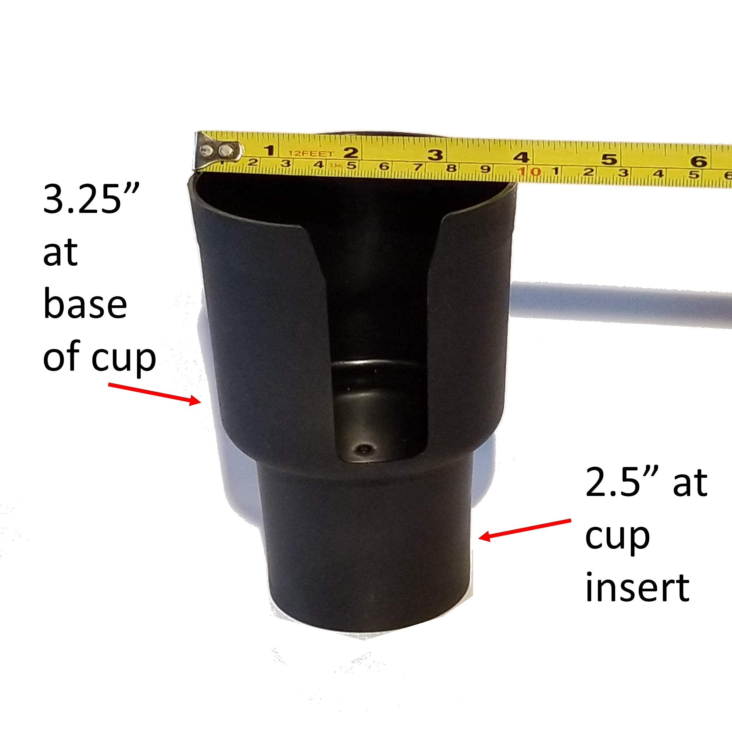 Measurement guide helps verify cup holder compatibility.