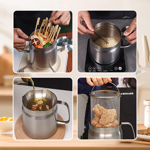 GADO deep fryer pot with precise pour spout for even filling