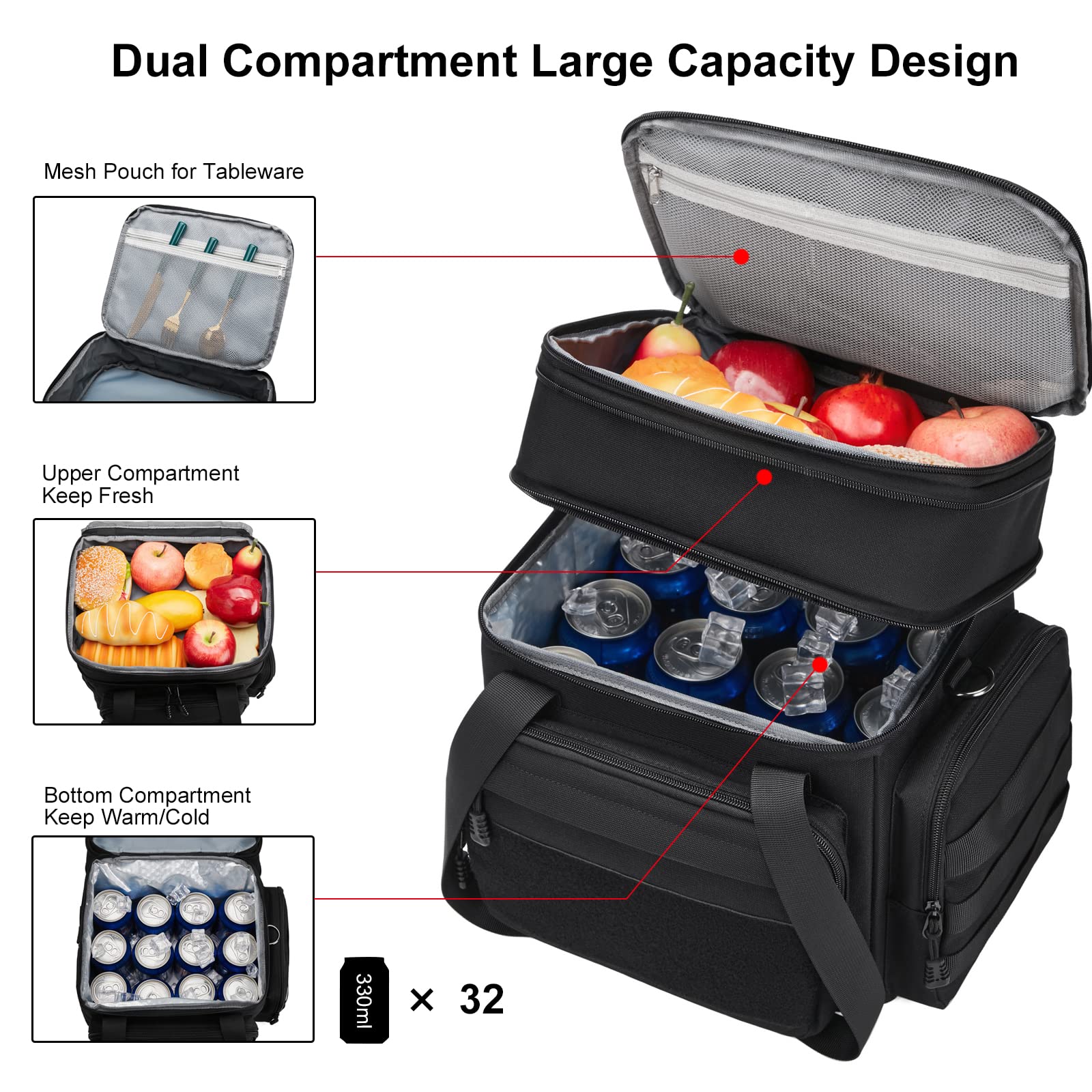 Gafetrey lunch box upper expandable compartment increasing capacity.