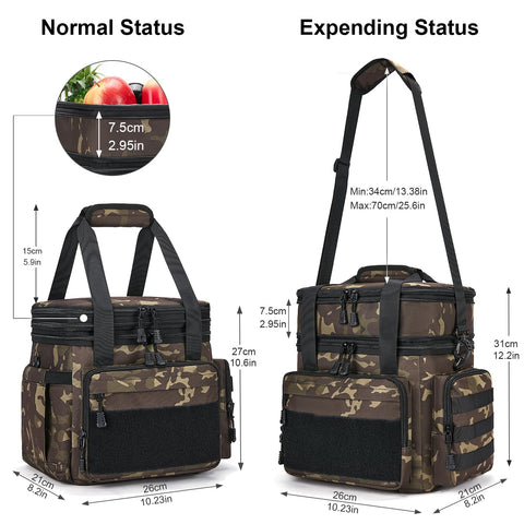 Gafetrey tactical lunch box expandable upper compartment for extra storage.