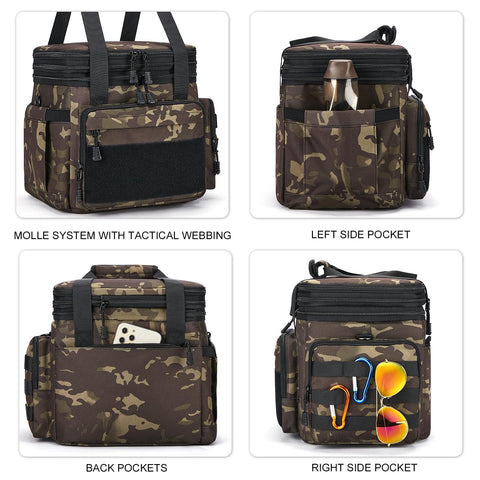 Gafetrey tactical lunch box side pockets for utensils and small items.