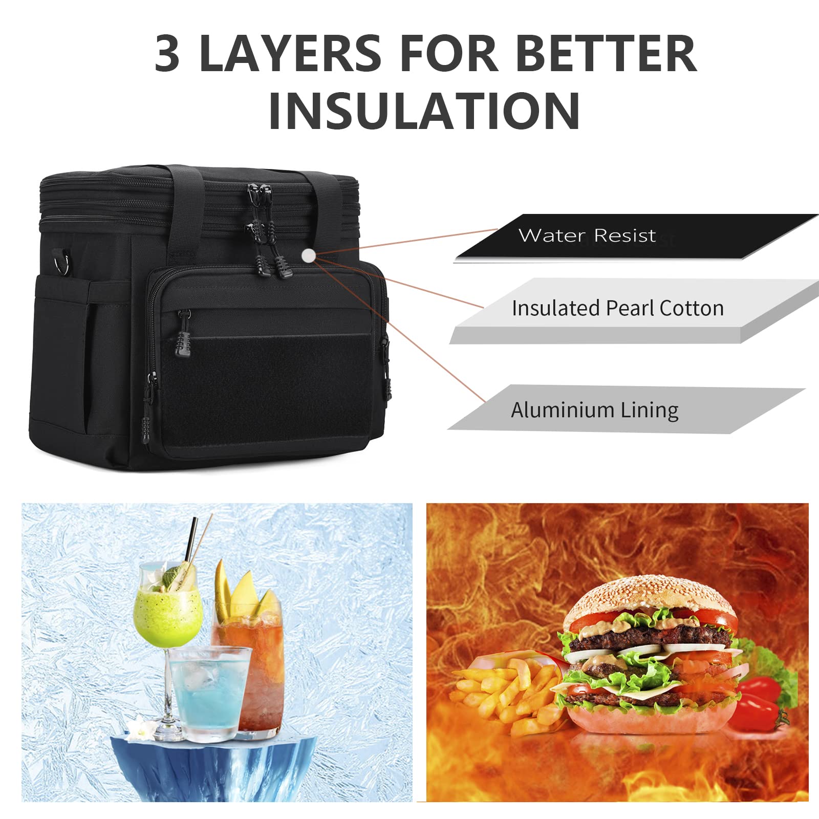 Gafetrey Lunch Box waterproof Oxford exterior shields contents from rain and dust.