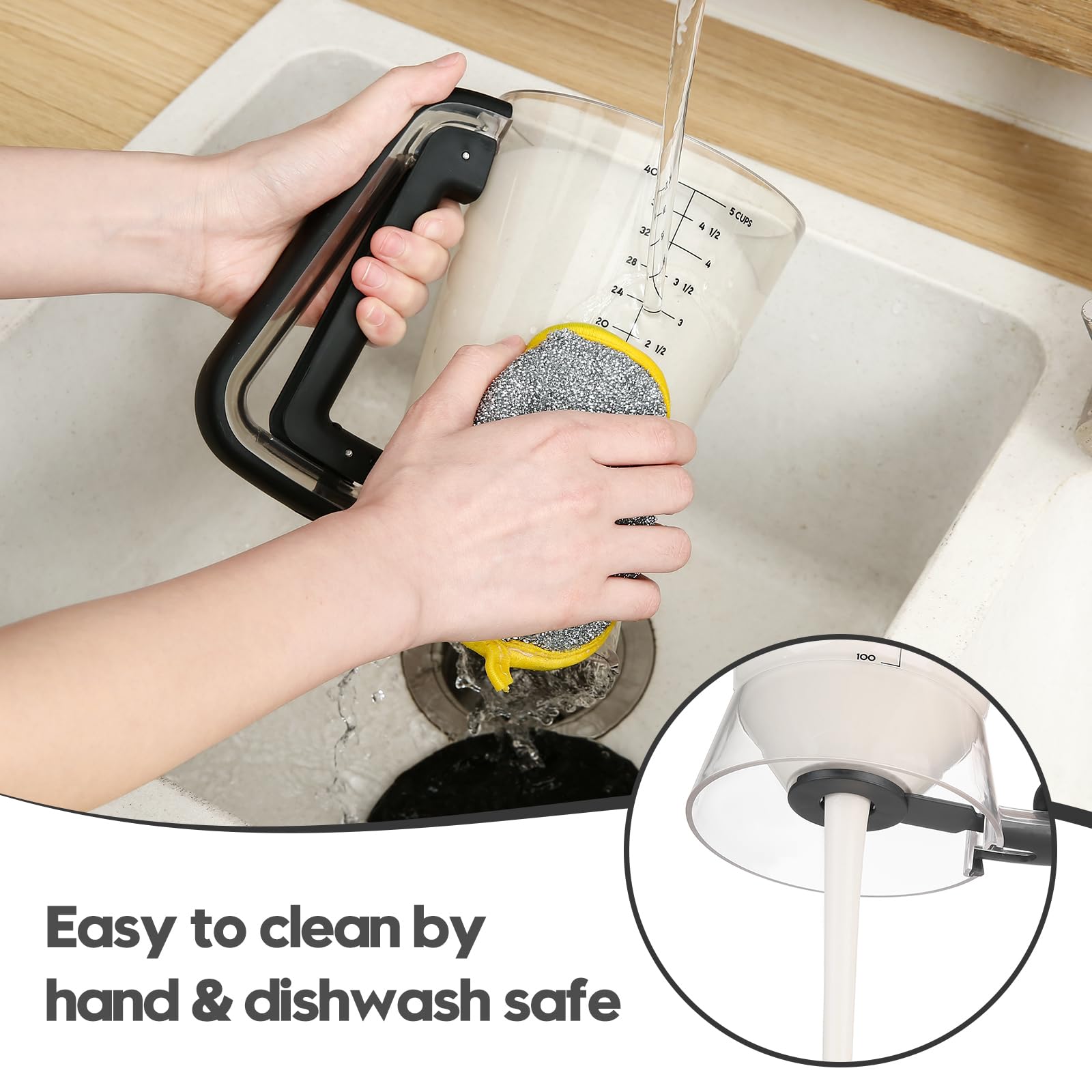 GAGAQI compact, easy-to-store batter pitcher fits in crowded kitchen cupboards.