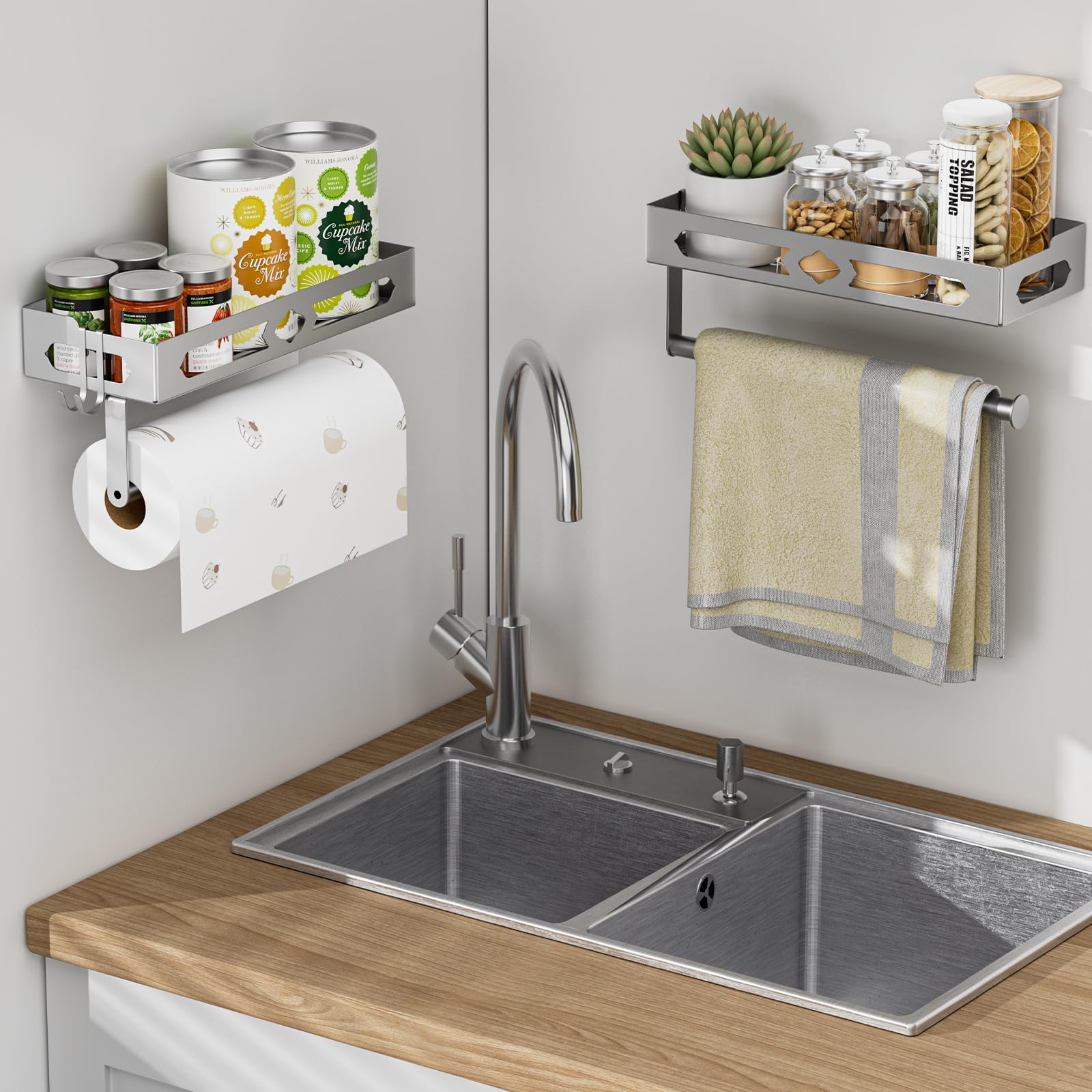 GAGUIUP adhesive installation option allows towel holder to mount without drilling.