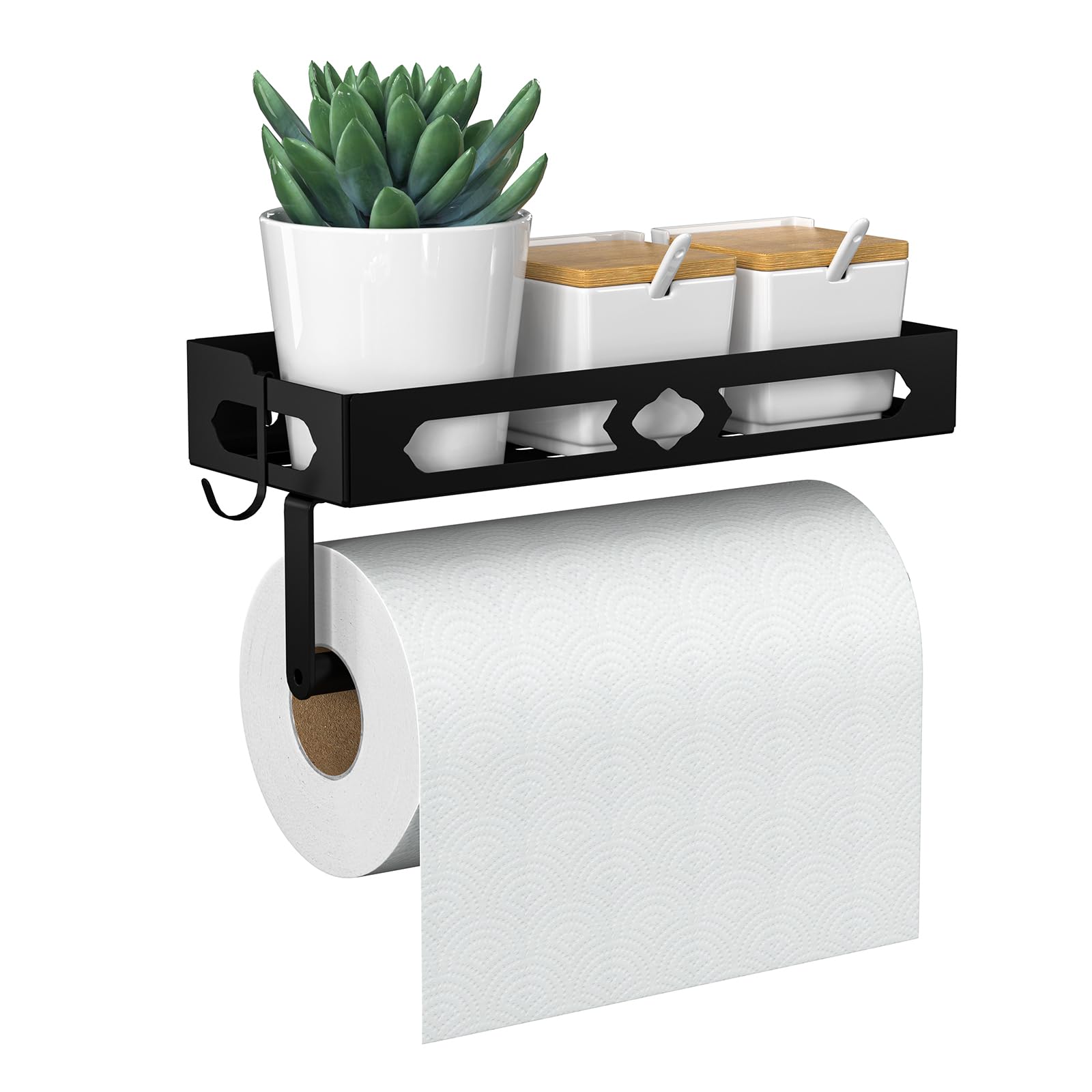 GAGUIUP paper towel holder wall mount with shelf keeps towels and essentials within reach