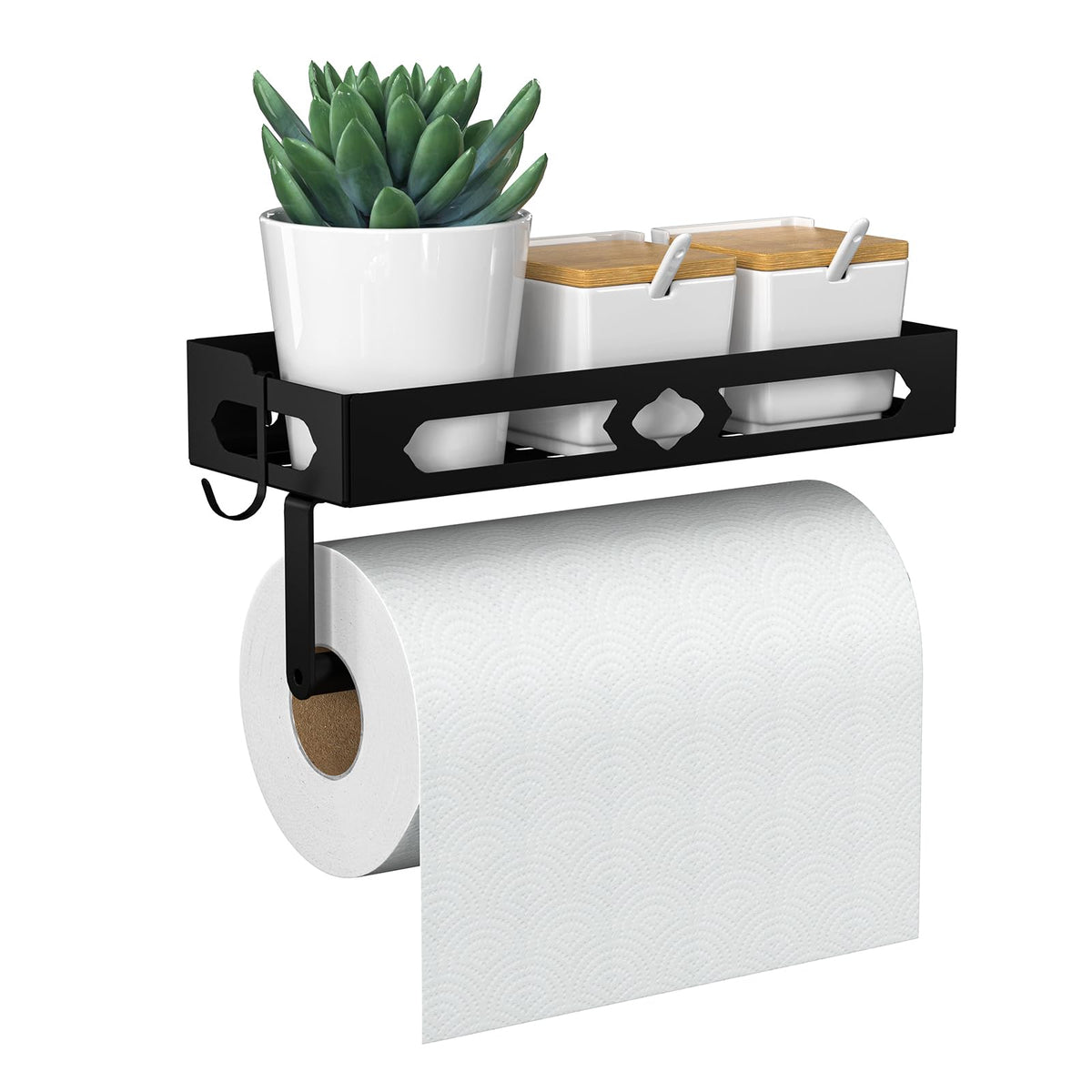 GAGUIUP paper towel holder wall mount with shelf keeps towels and essentials within reach