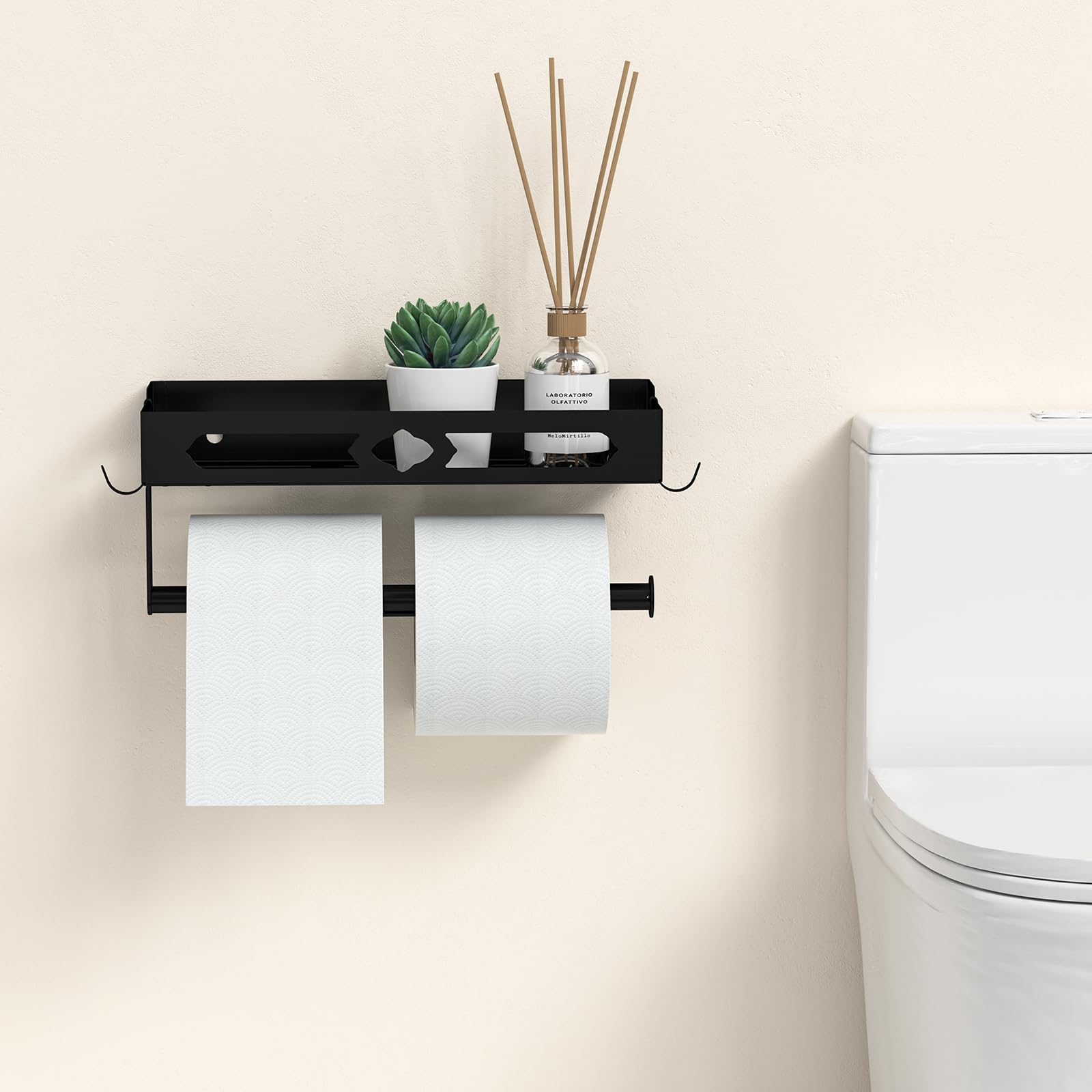 GAGUIUP paper towel holder with two hooks for extra storage