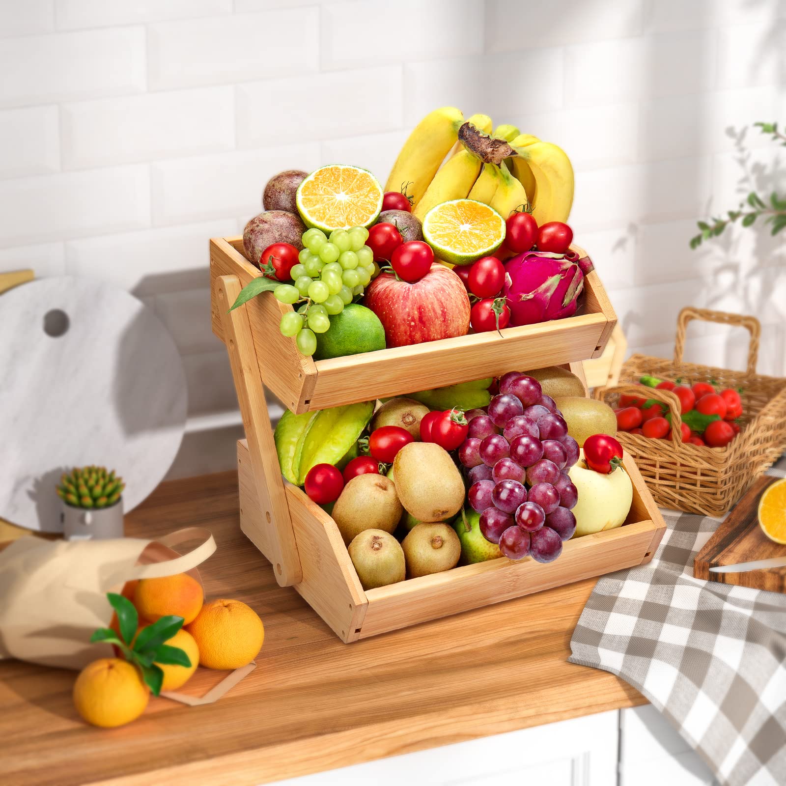 G.a HOMEFAVOR organized fruits on two-tier display