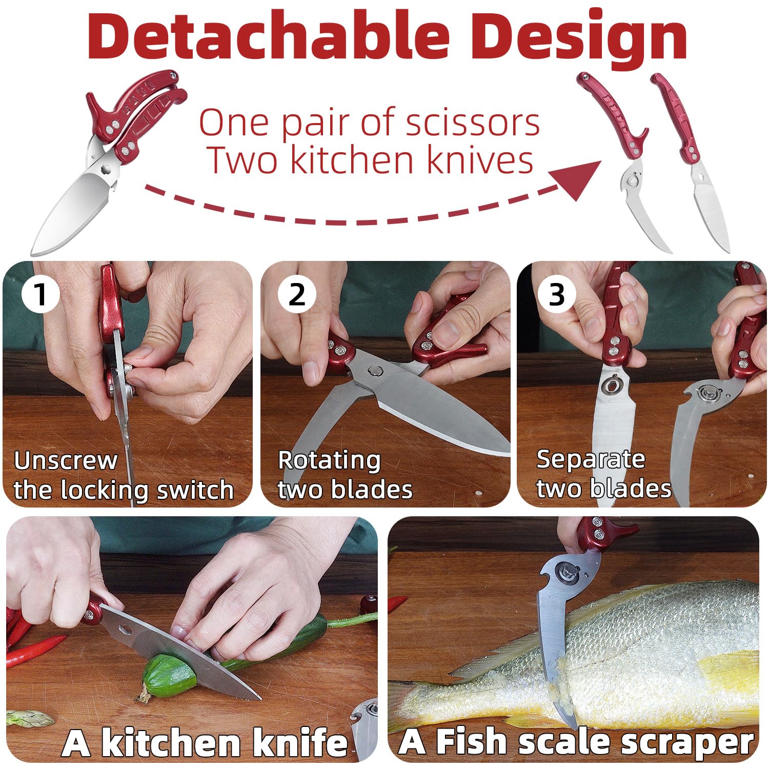 GAIFONGRE heavy duty scissors dishwasher safe design for convenient cleanup