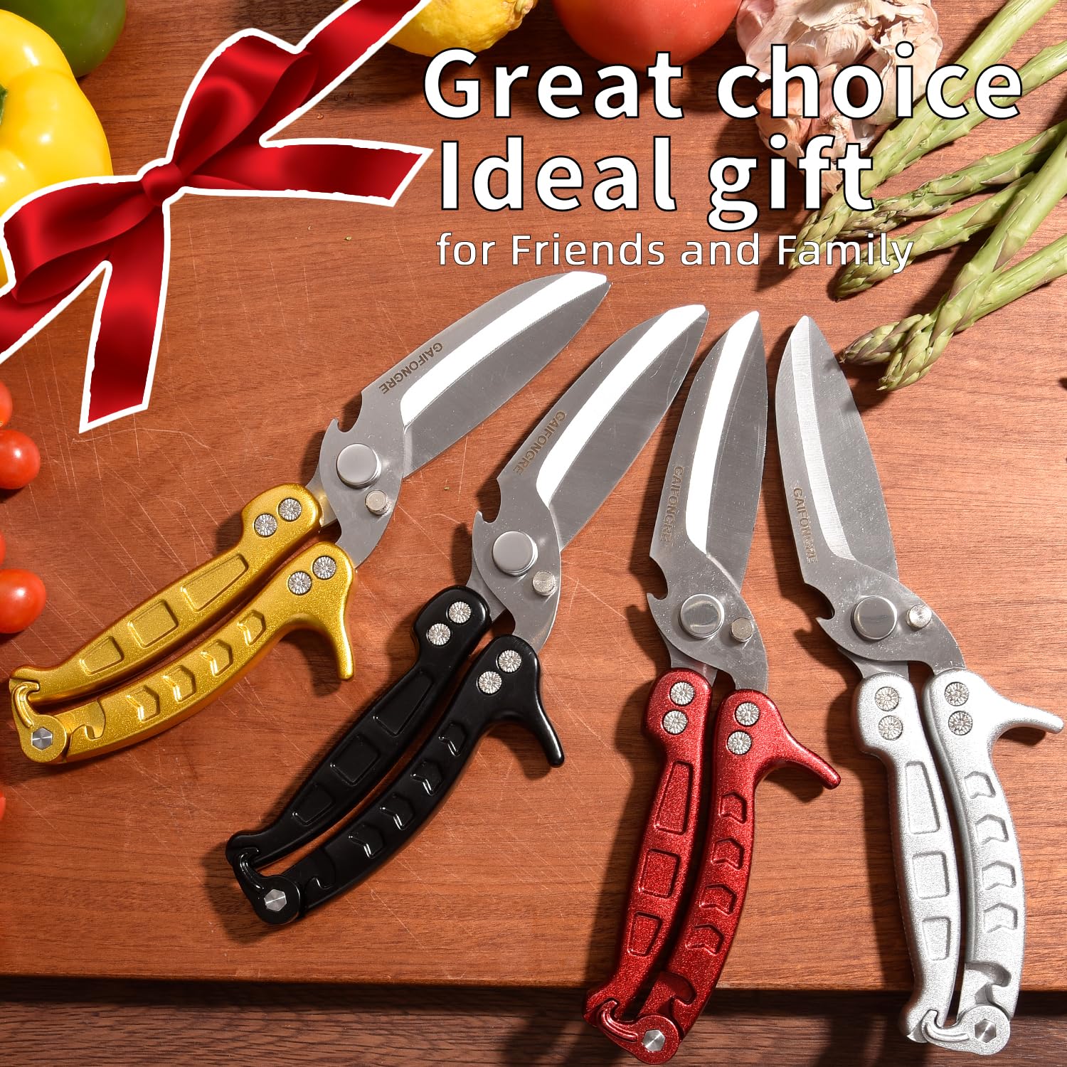 GAIFONGRE heavy duty kitchen shears with ergonomic handle grip for both hands