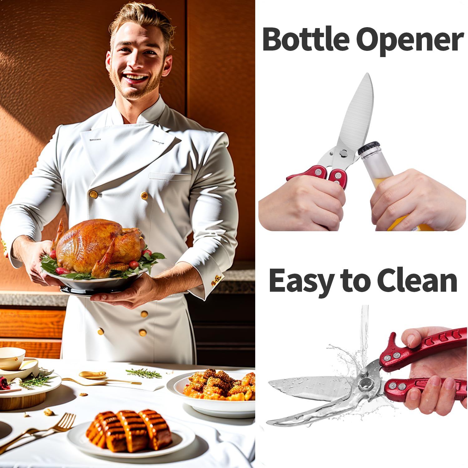GAIFONGRE poultry shears reinforced rivets for sturdy handling during tough tasks