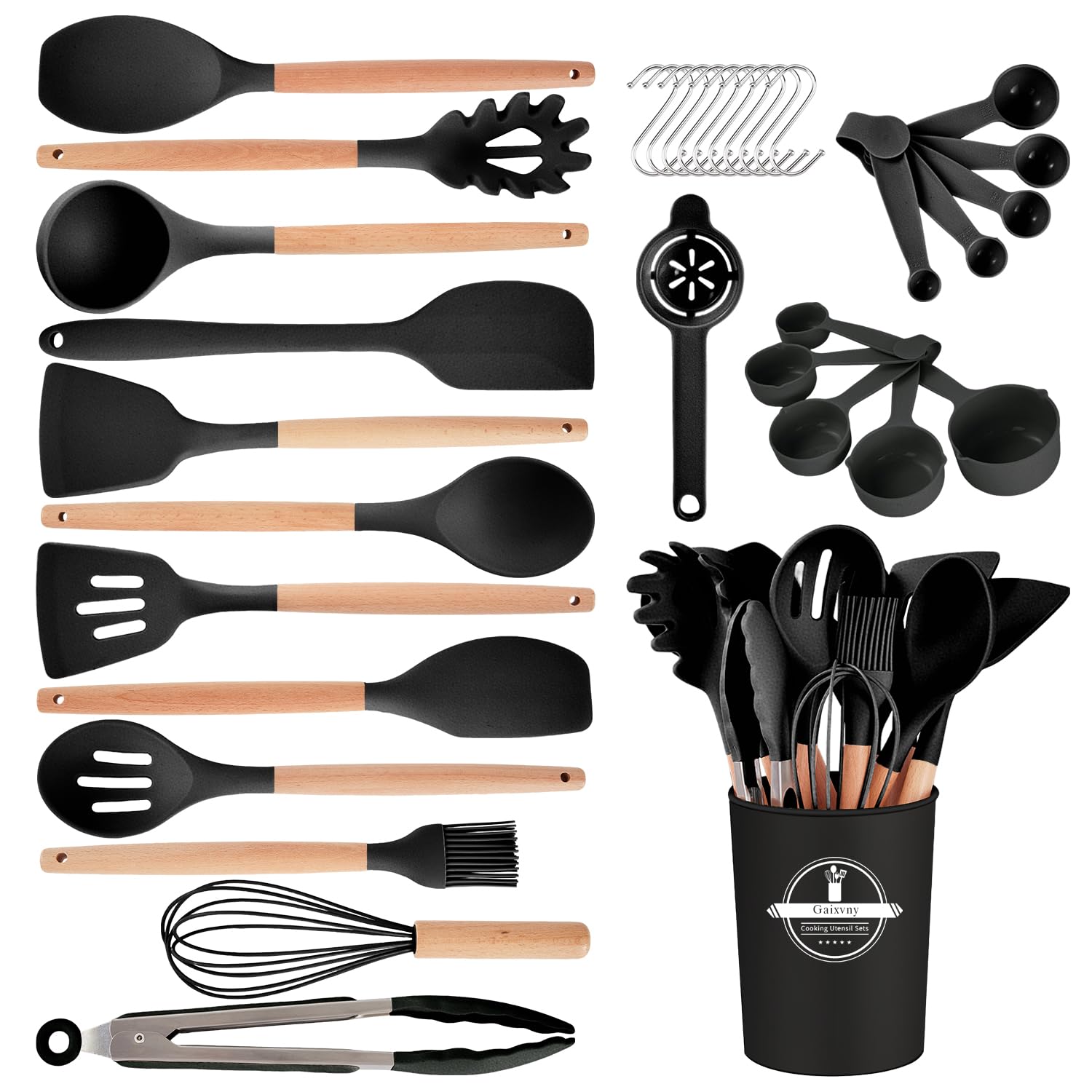 Gaixvny 34-piece utensils collection for versatile cooking tasks.