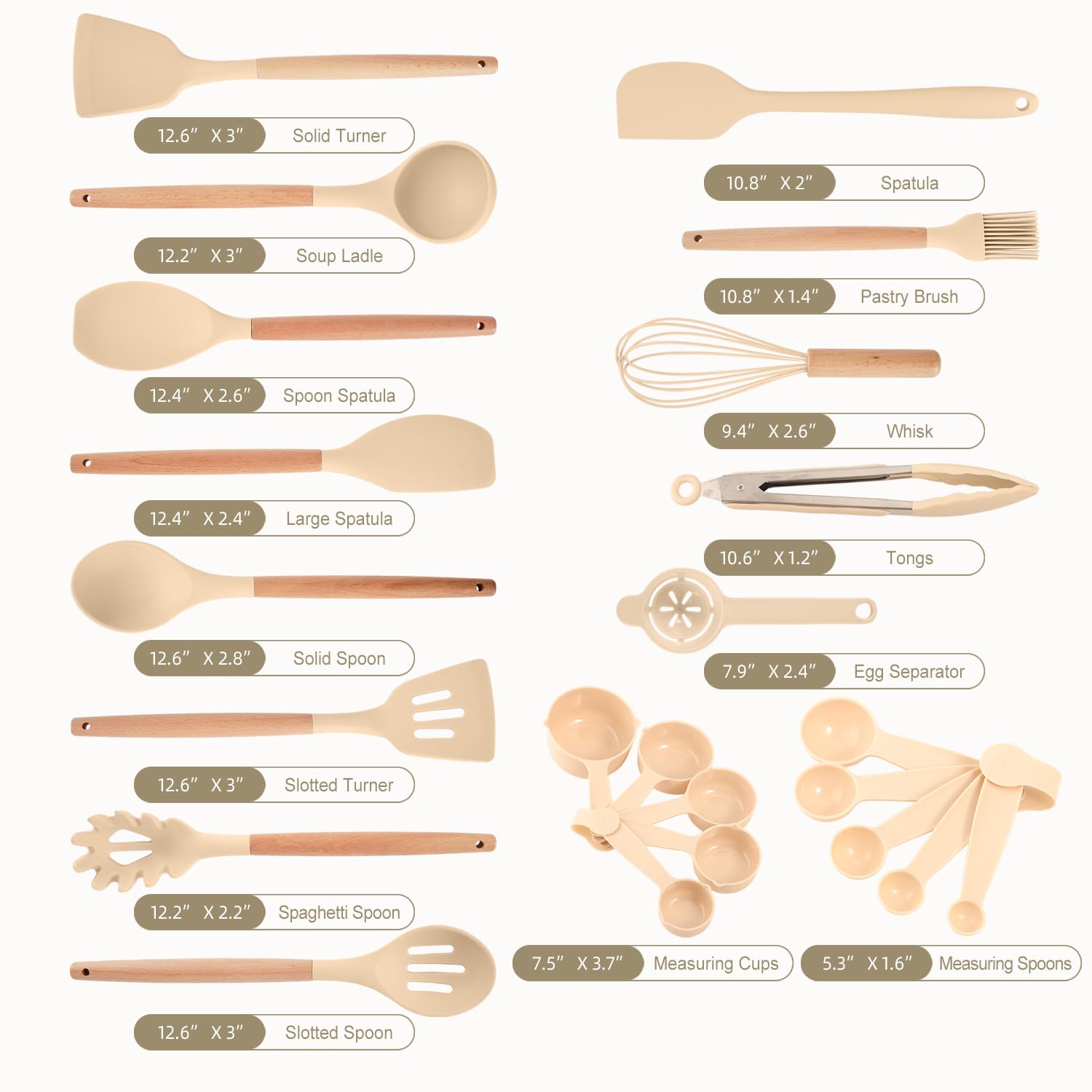 Gaixvny khaki wooden-handle round spatula glides smoothly on cookware