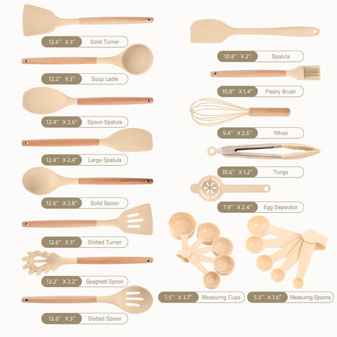 Gaixvny khaki wooden-handle round spatula glides smoothly on cookware