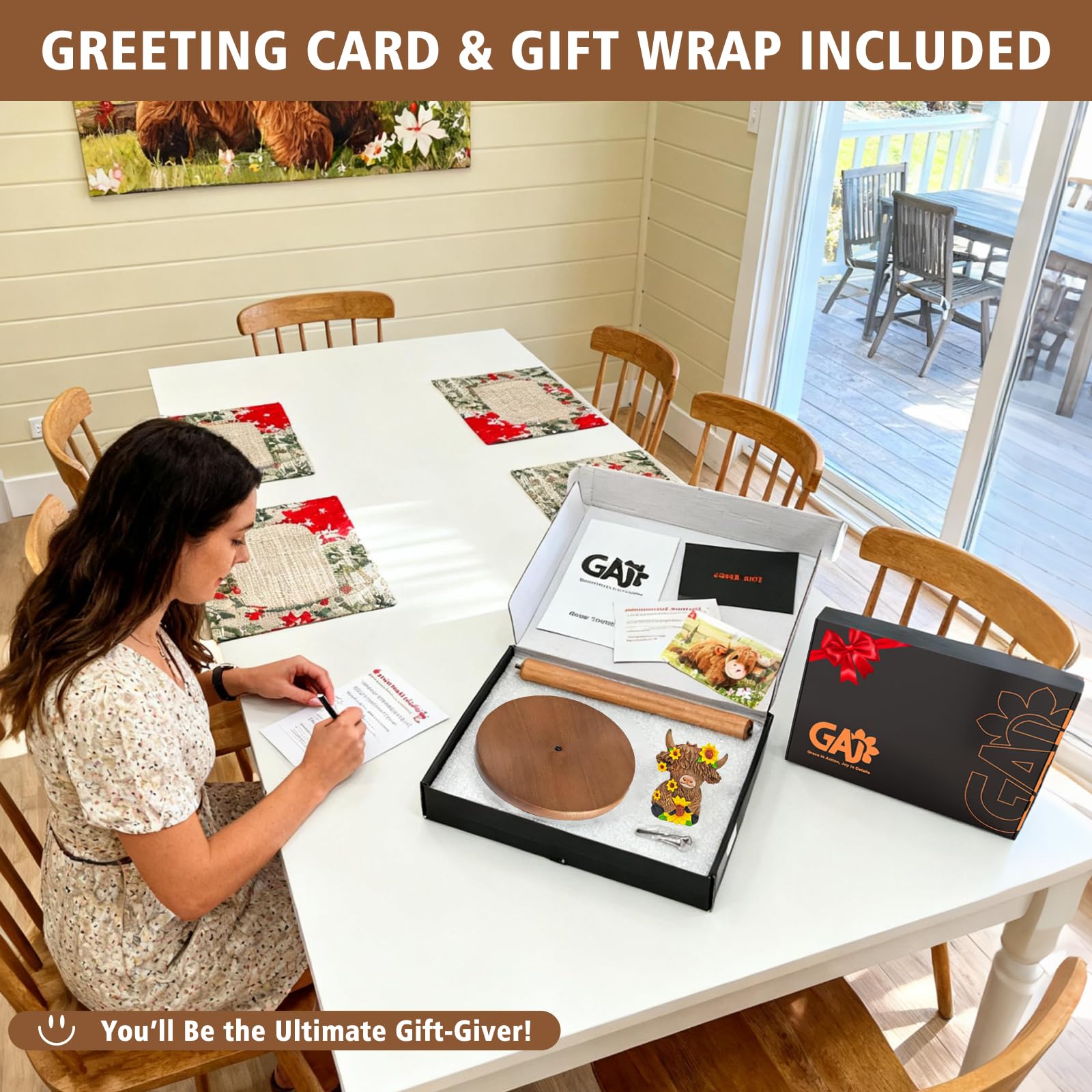 GAJ Highland Cow Paper Towel Holder anti-slip feet stabilize on counters.