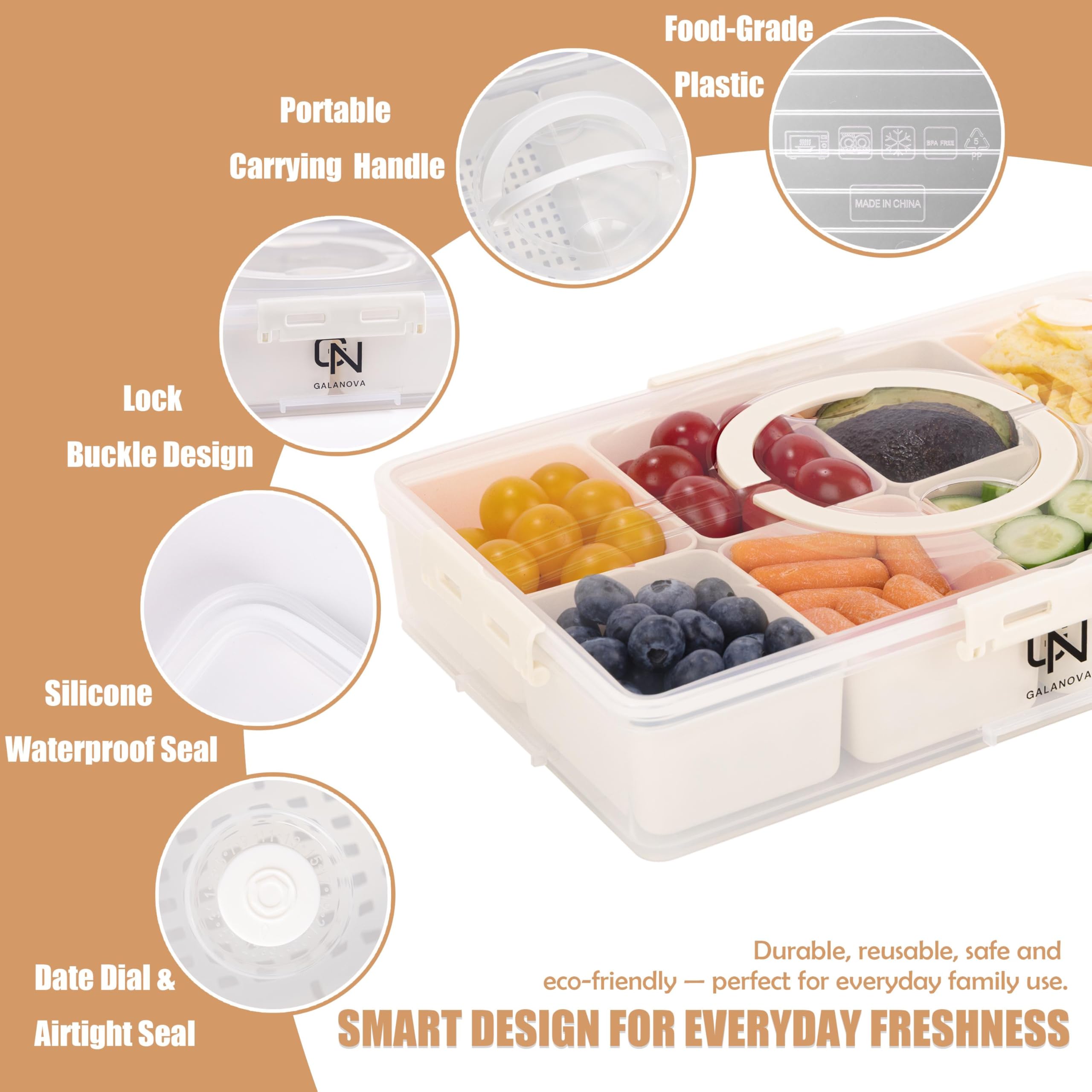Galanova Snackle Box stackable design saves space and hassle.