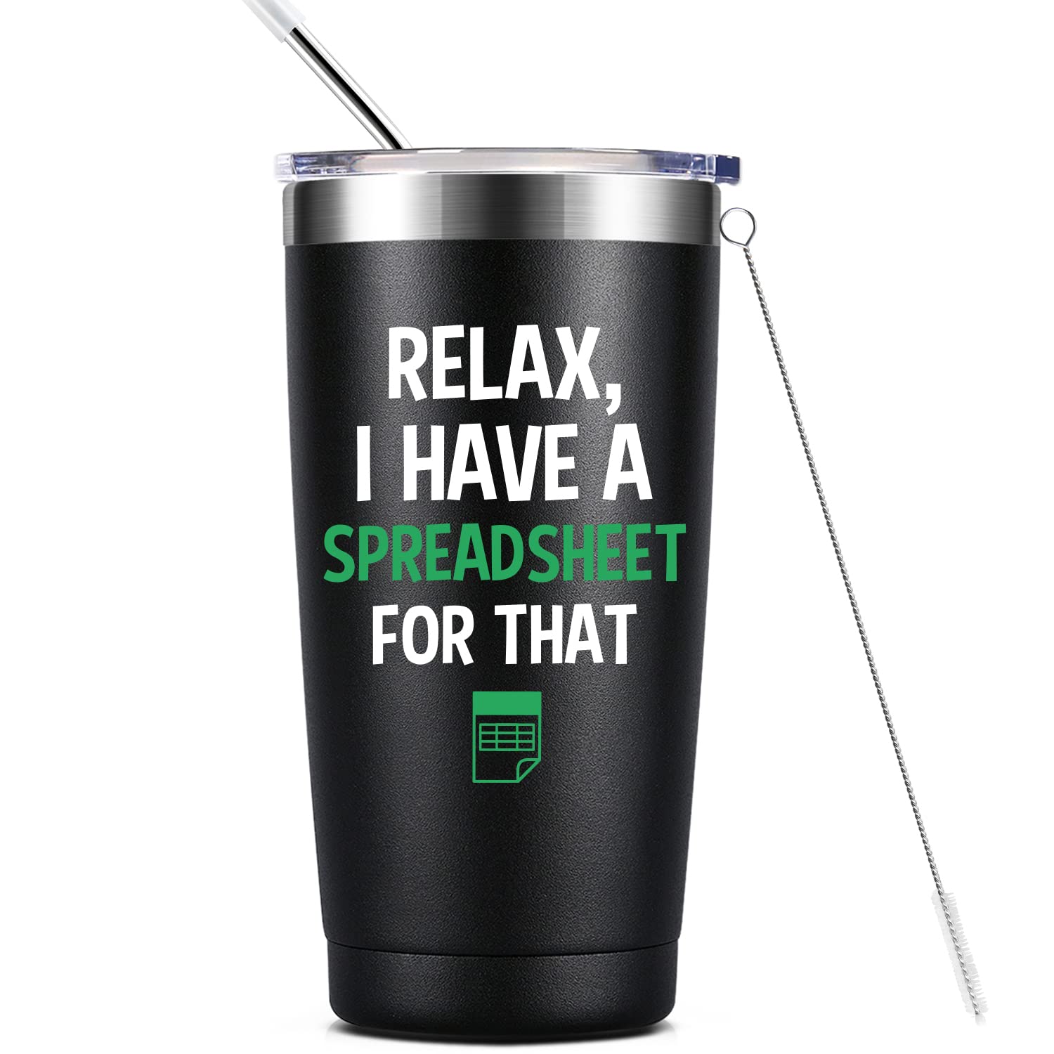 GALAROES Relax spreadsheet mug closeup shows durable 20oz tumbler for daily office use