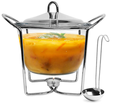 Galashield soup chafer glass dish presents elegant serving at events.