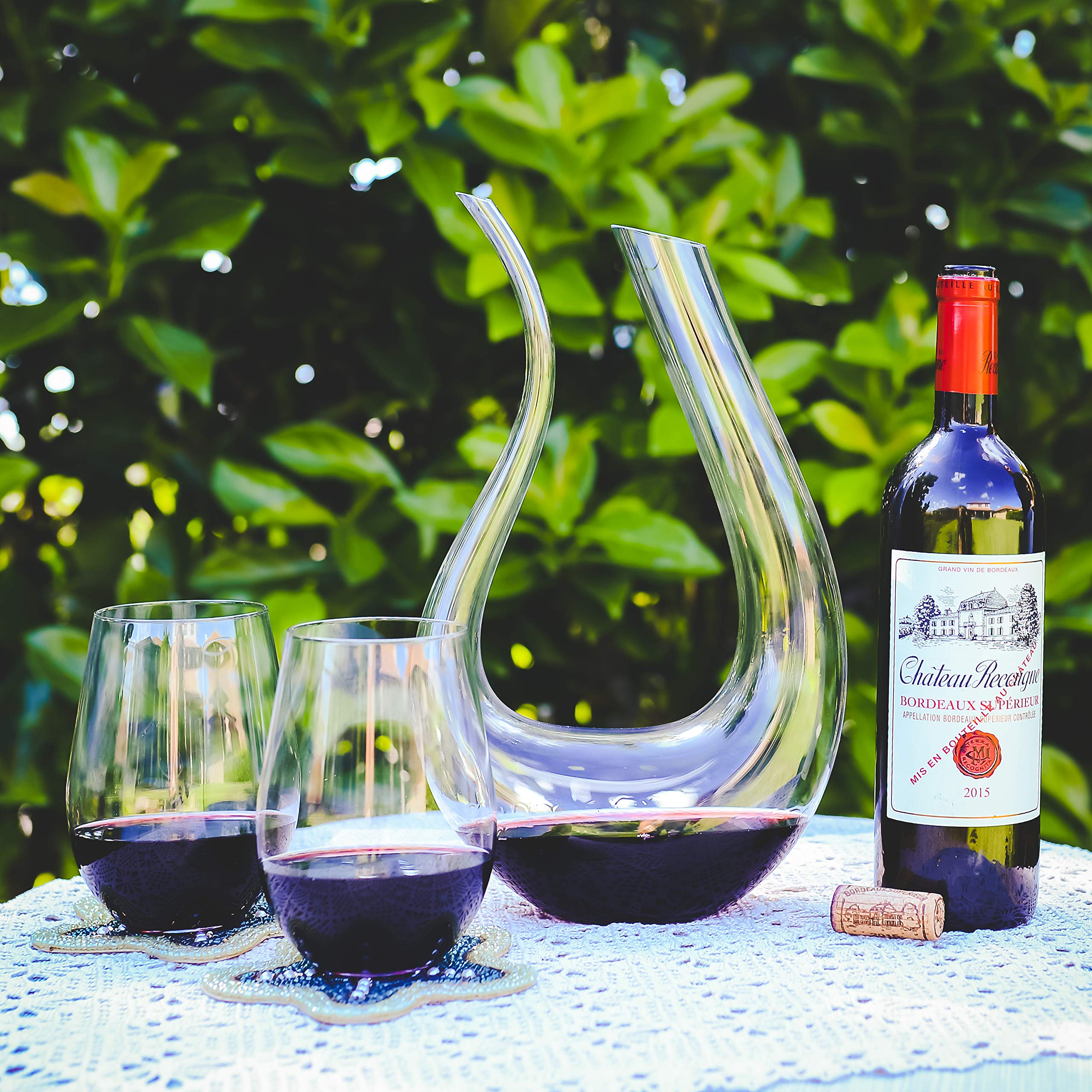 Galashield wine decanter pouring action for a smooth, drip-free pour