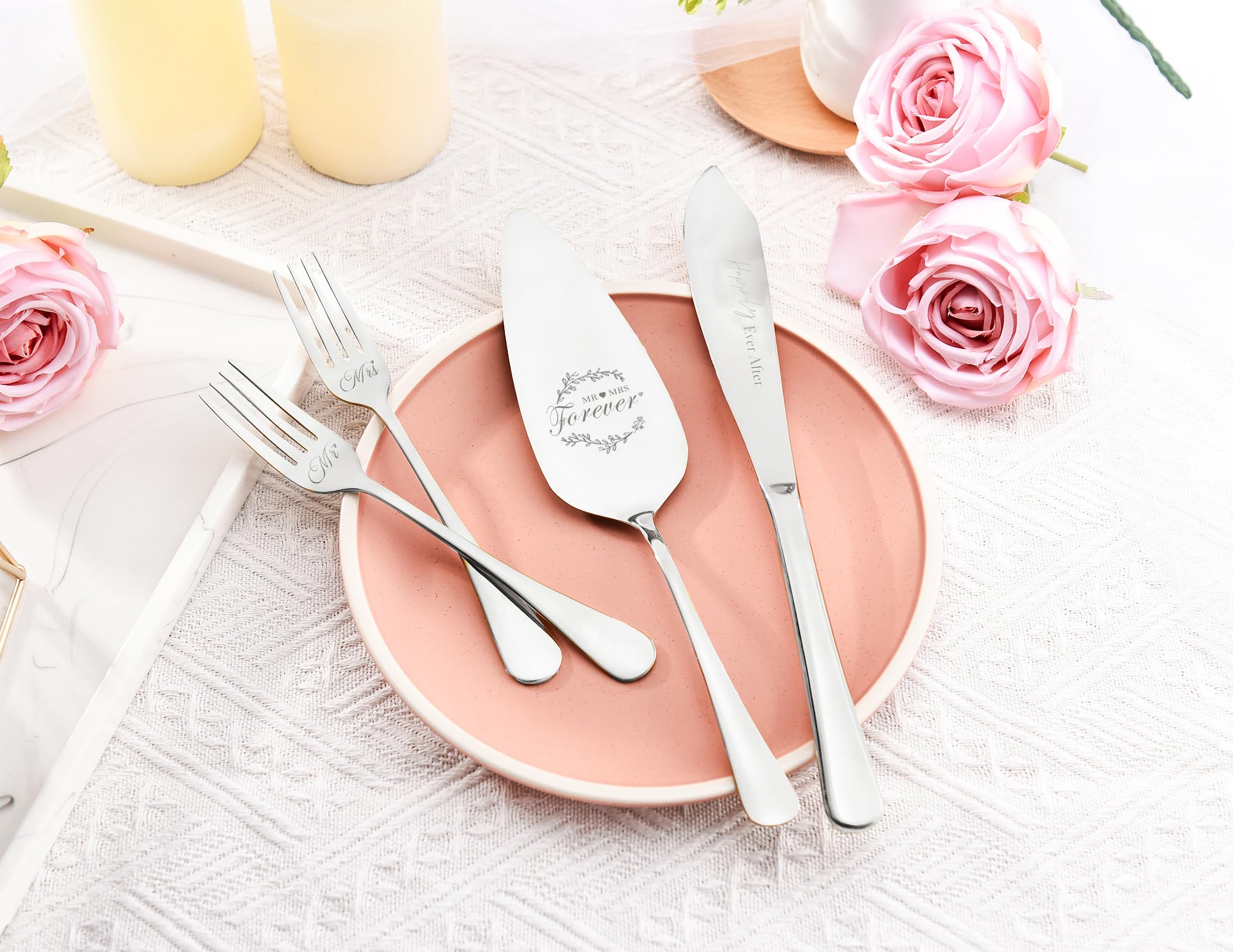 Galaxozent wedding server engraved MR and MRS for memorable cake moments