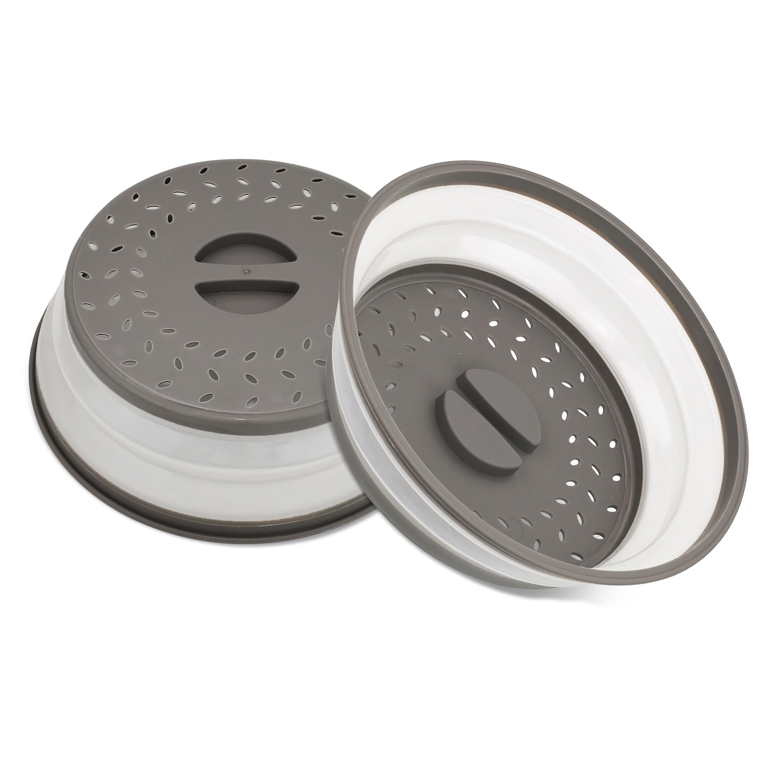 Galleyby silicone splatter cover folded for compact storage in a cabinet.