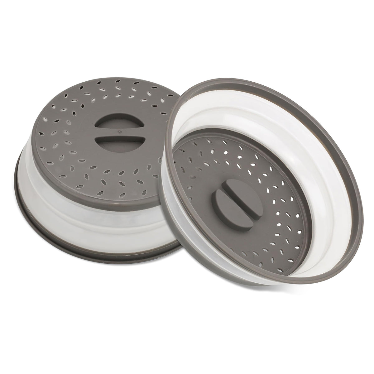 Galleyby silicone splatter cover folded for compact storage in a cabinet.
