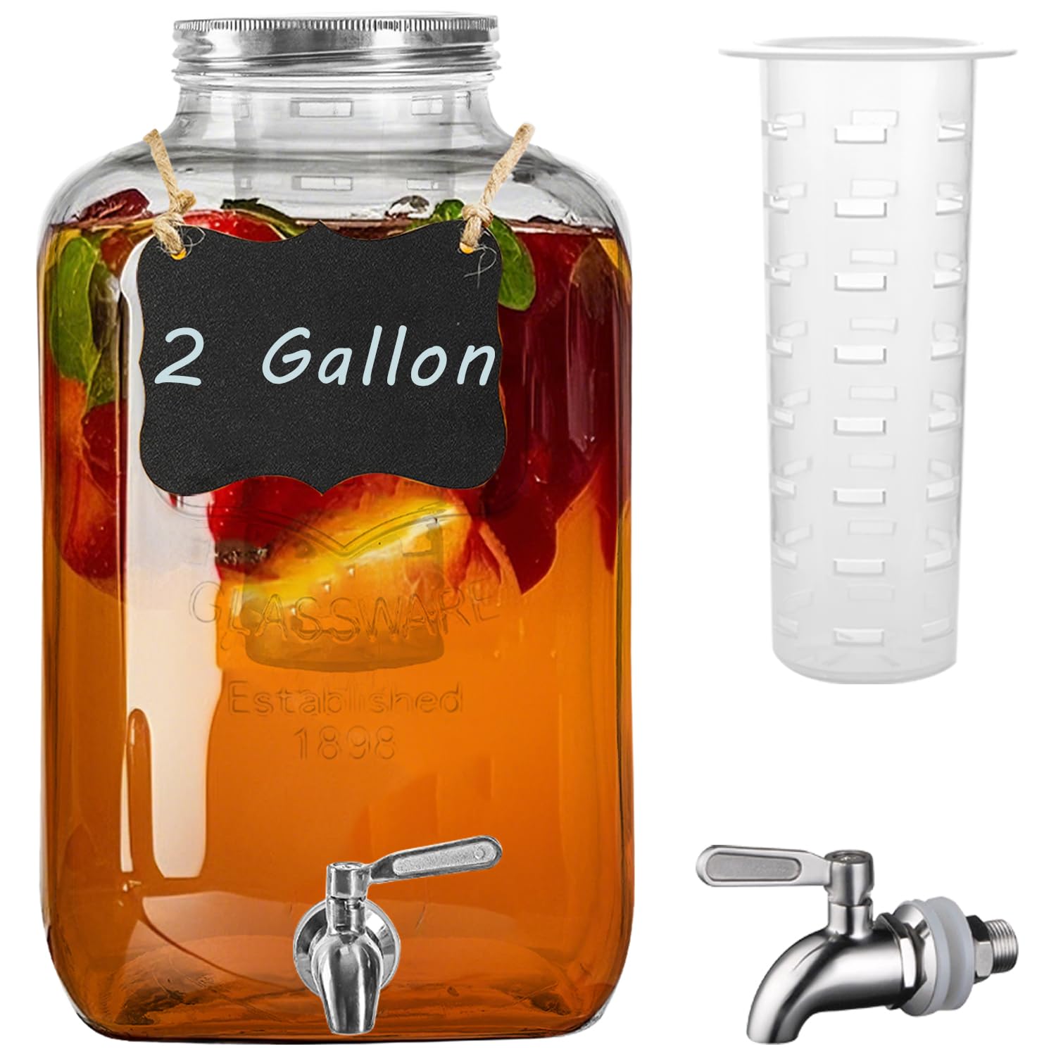 Galssmagic 2-gallon glass dispenser with spigot on table for beverages