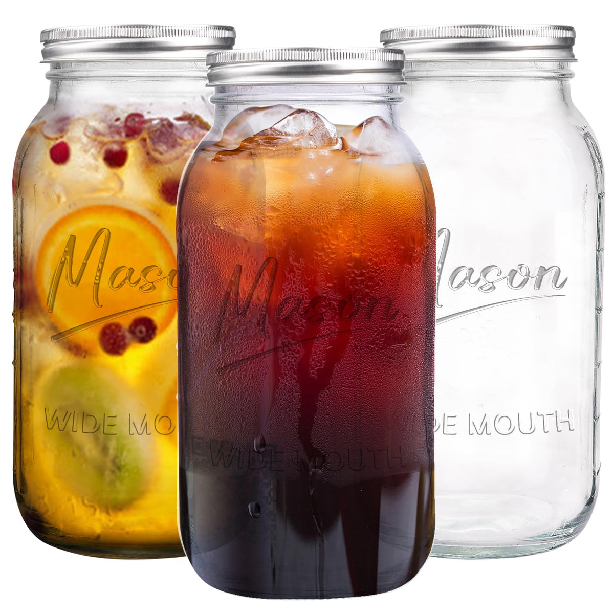 Galssmagic 64 oz wide-mouth mason jar with airtight lid for freshness