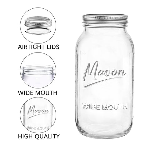 Galssmagic wide-mouth mason jar with band and lid for secure sealing