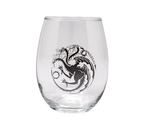 Close up of Game of Thrones stemless glass reveals crisp clarity