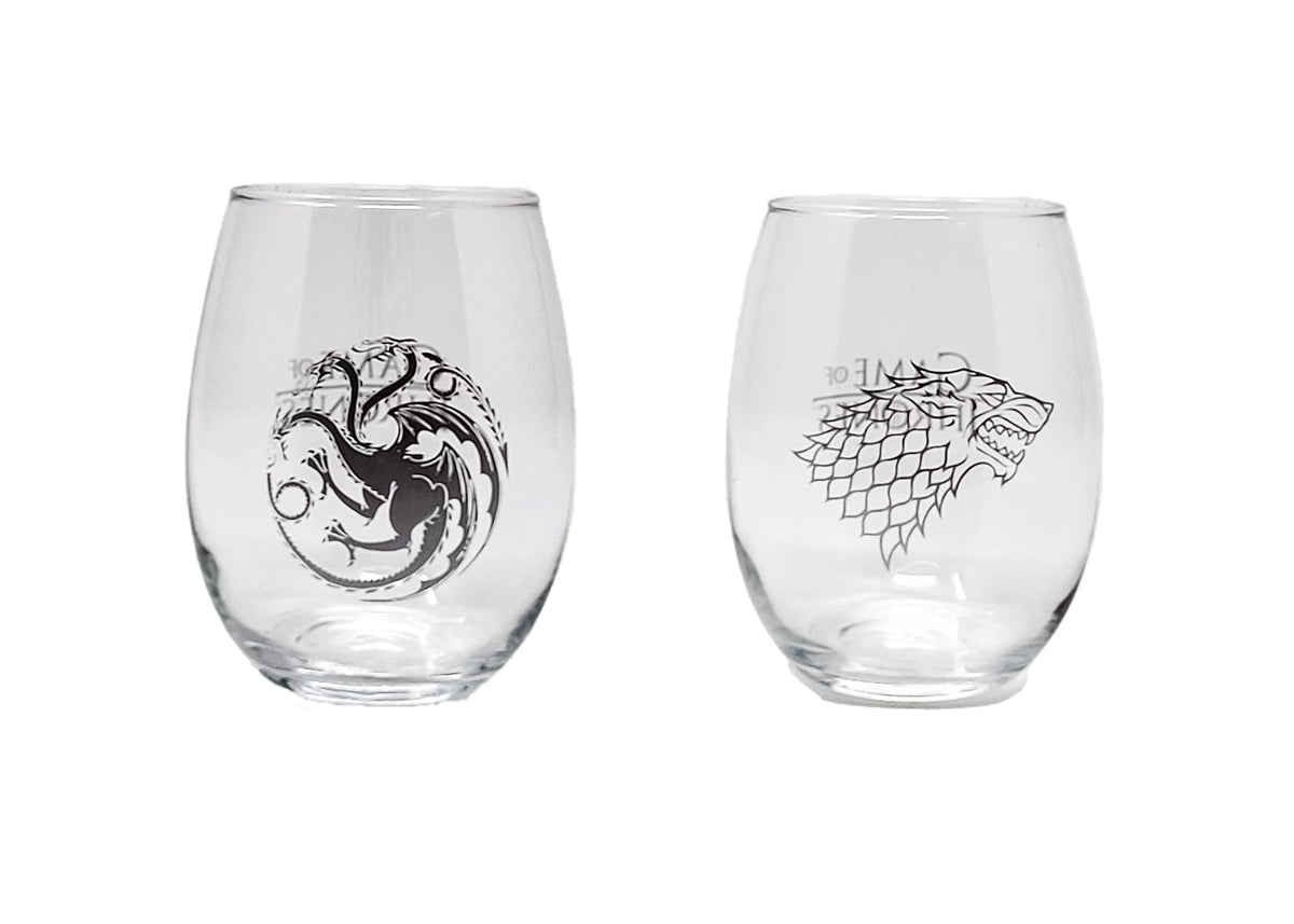 Game of Thrones Stark sigil stemless wine glass, elegant dining option