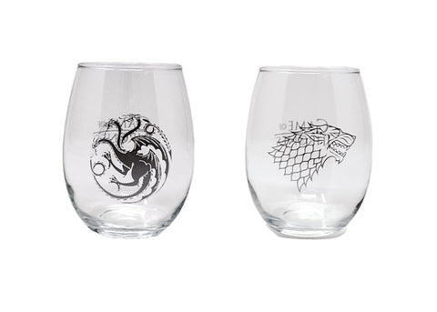 Game of Thrones Stark sigil stemless wine glass, elegant dining option