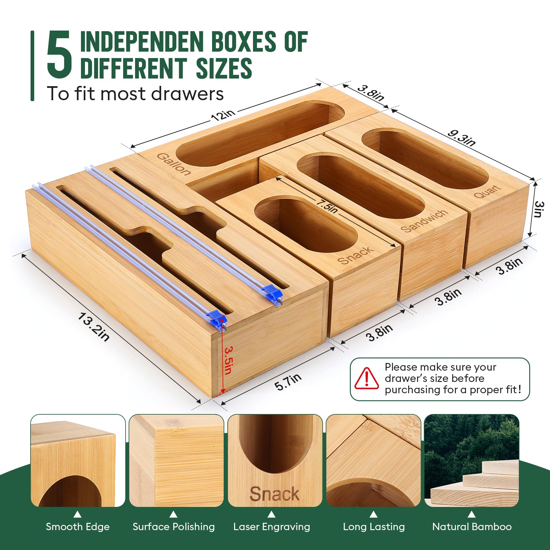 Gamtik wooden bag wrap organizer for quart bags provides easy access