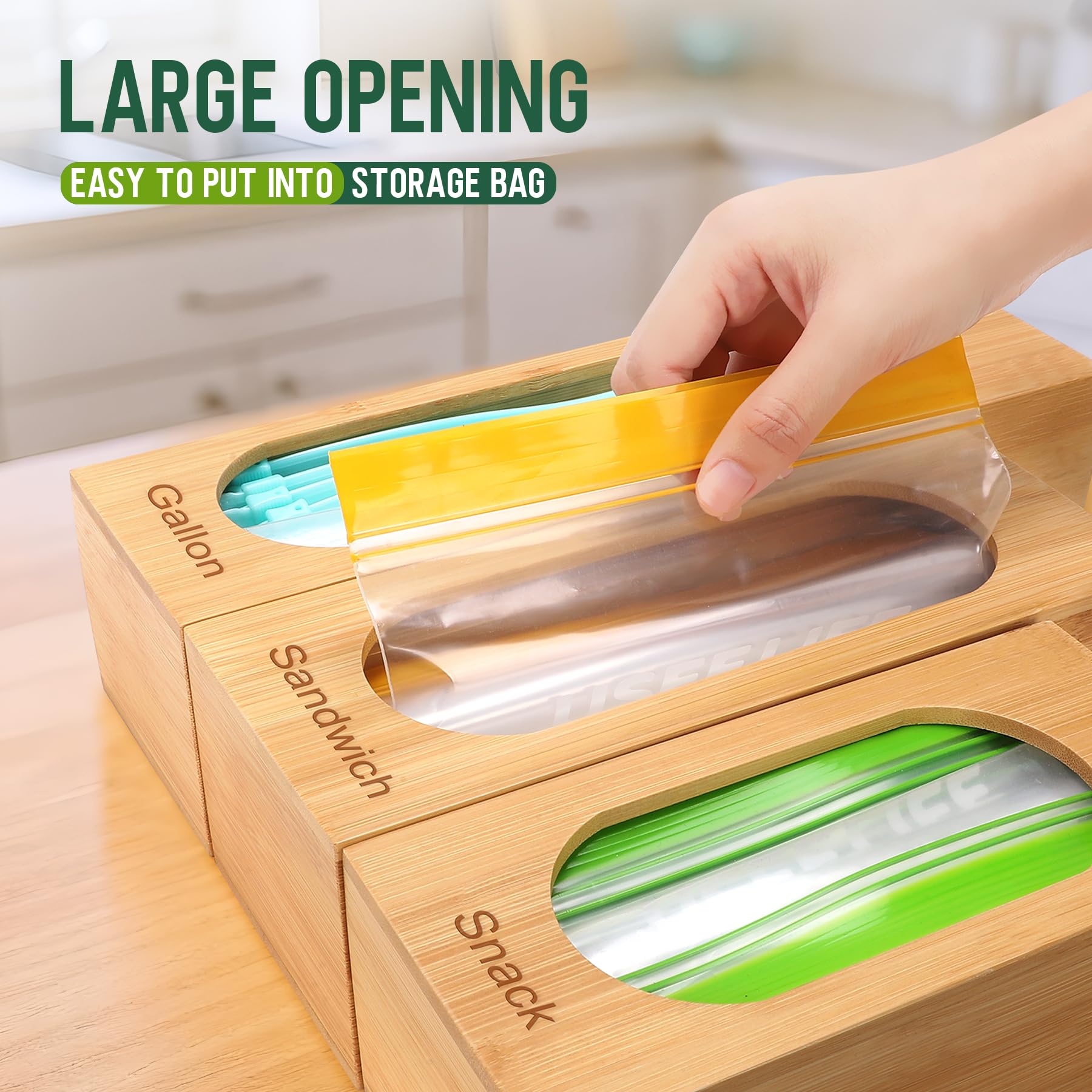 Gamtik wooden bag wrap organizer for sandwich bags keeps items organized