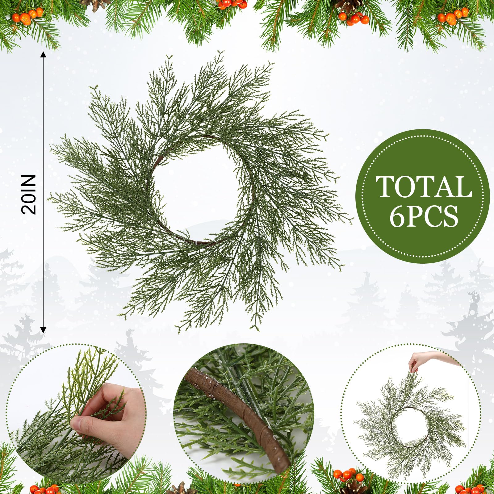 Gandeer artificial pine needles detail creates wreath-like dining ambiance