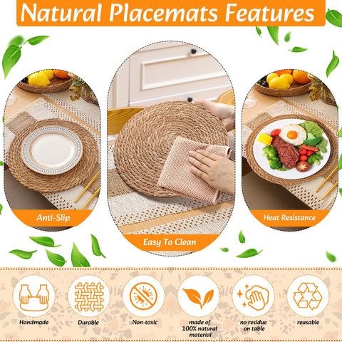 Gandeer rattan storage basket keeps placemats organized and ready.