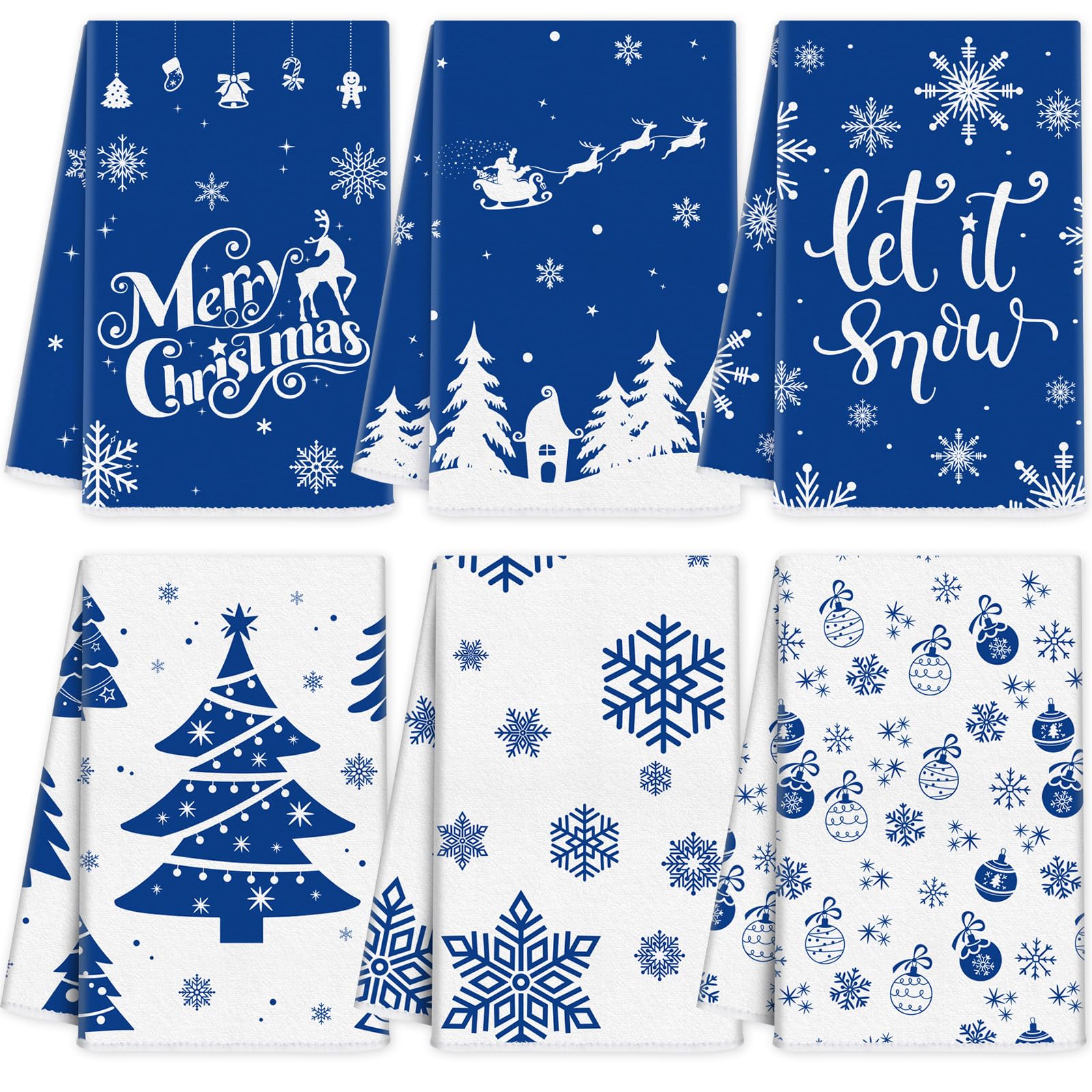 Ganeen snowflake dish towel in navy color for festive kitchen use